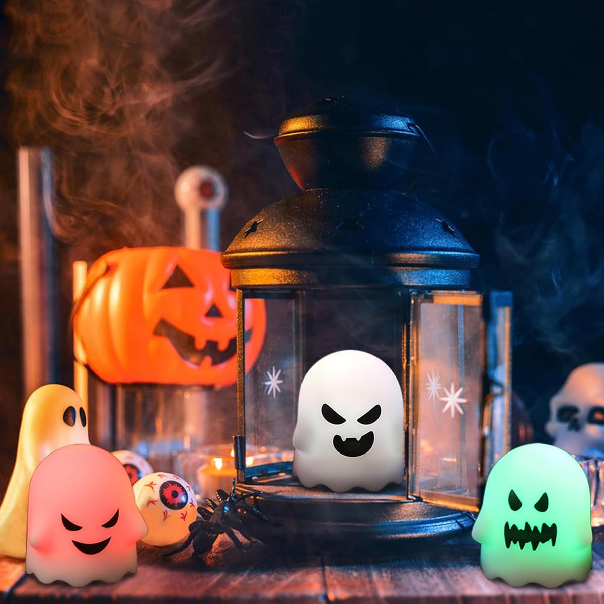 Halloween Ghost Flameless Candles Color Changing with Remote Timer | Battery Operated LED Votive Candle, 400 Hours Long