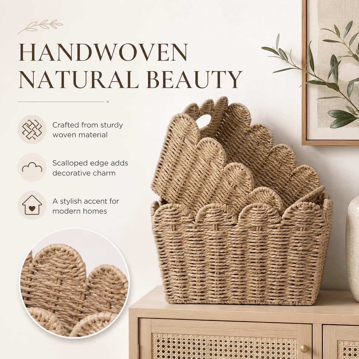 Scalloped Wicker Baskets / Set of 2