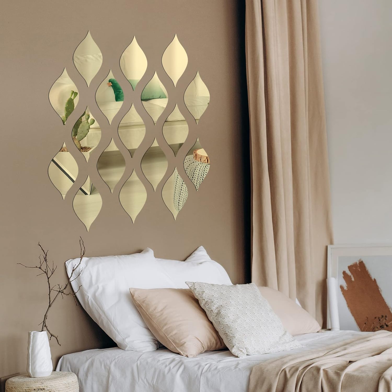 Teardop Mirror Stickers Wall Decor Decals Wavy Acrylic Mirror / Gold / Teardrop / Set of 15