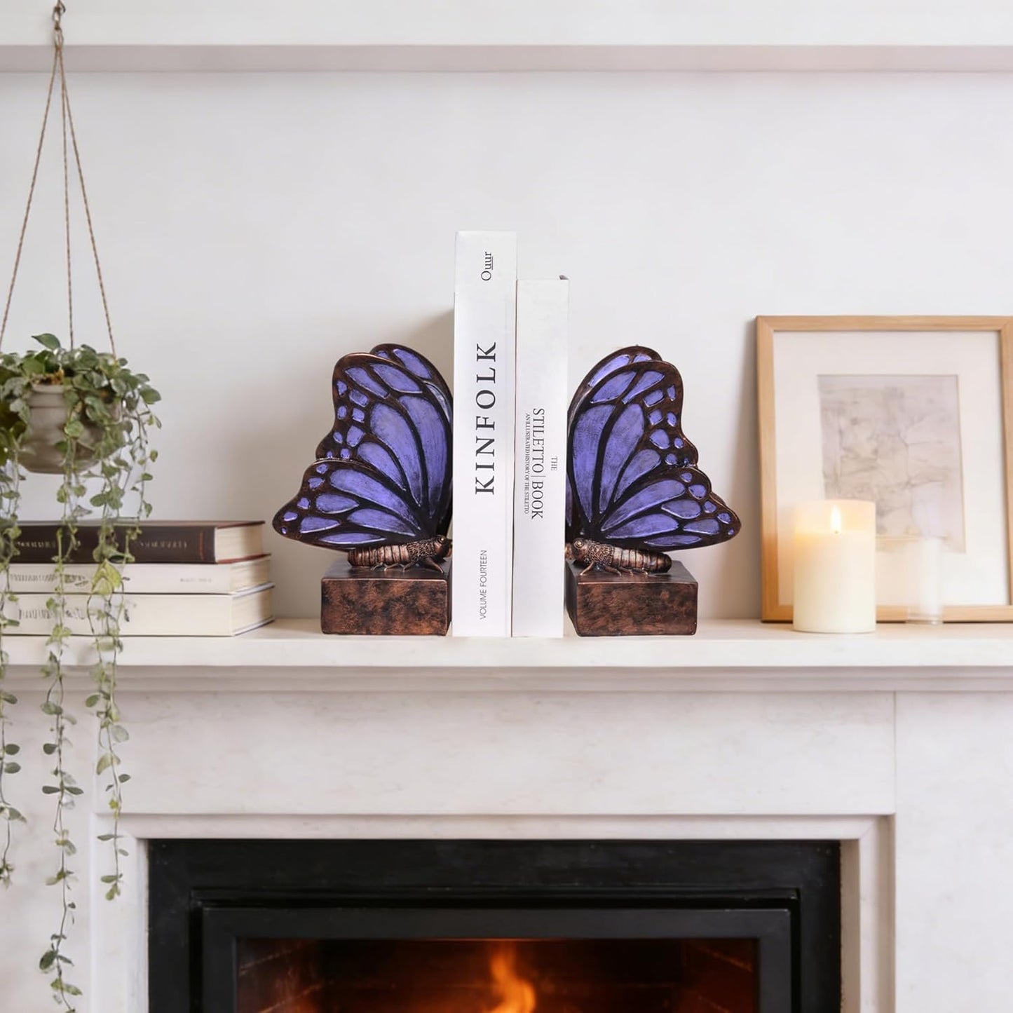 Vintage Butterfly Bookends / Purple