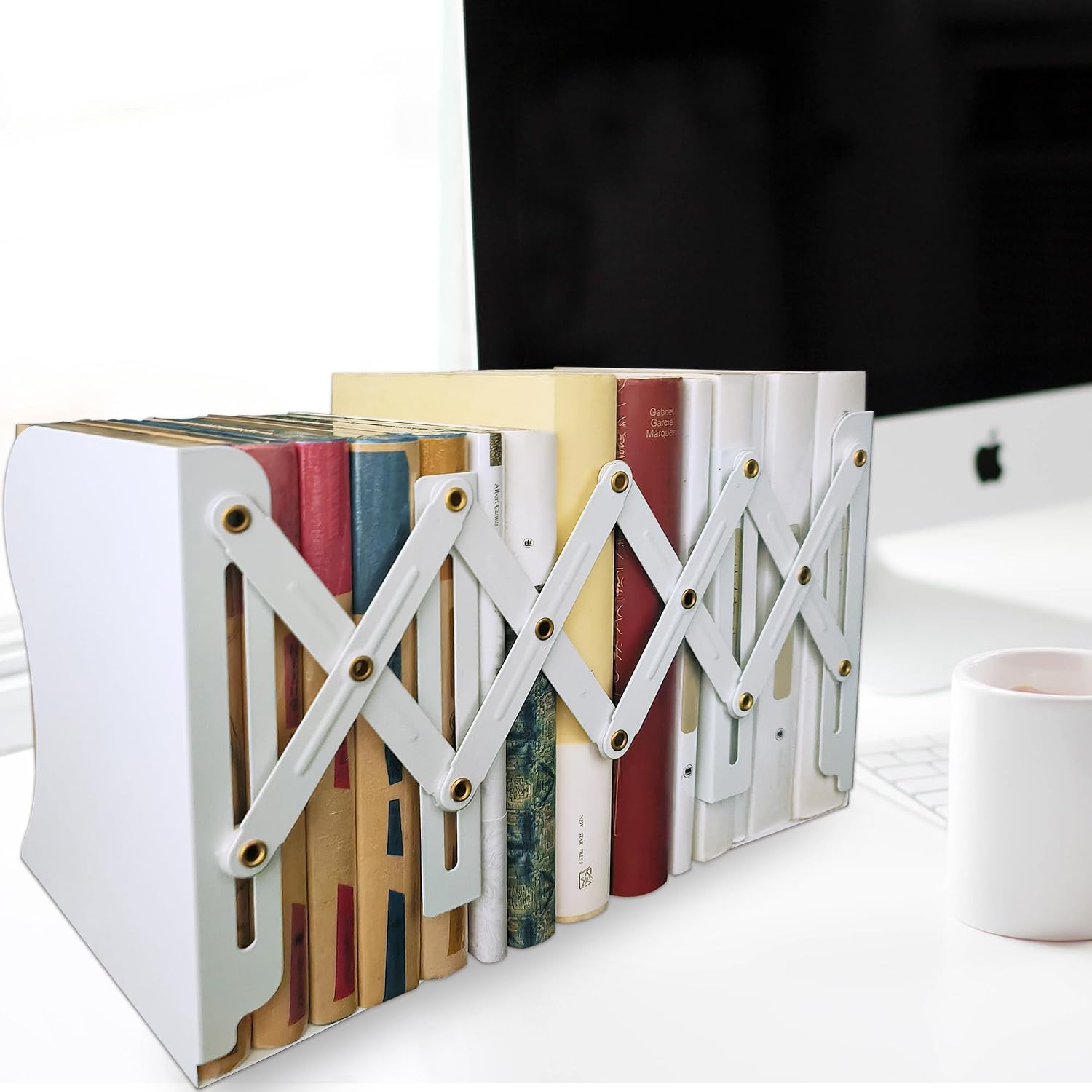 Metal Bookends / Book Stopper / White-new