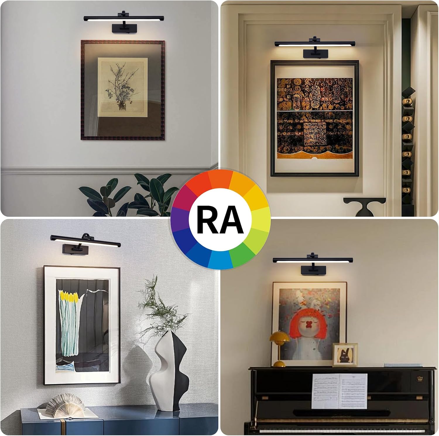 Black Picture Lights Battery Operated 16” Frame light Rechargeable Gallery Lighting Remote Wireless Art Light for