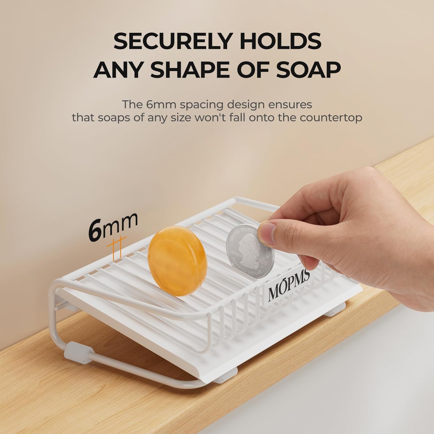 Carbon Steel Bar Soap Holder for Shower / White