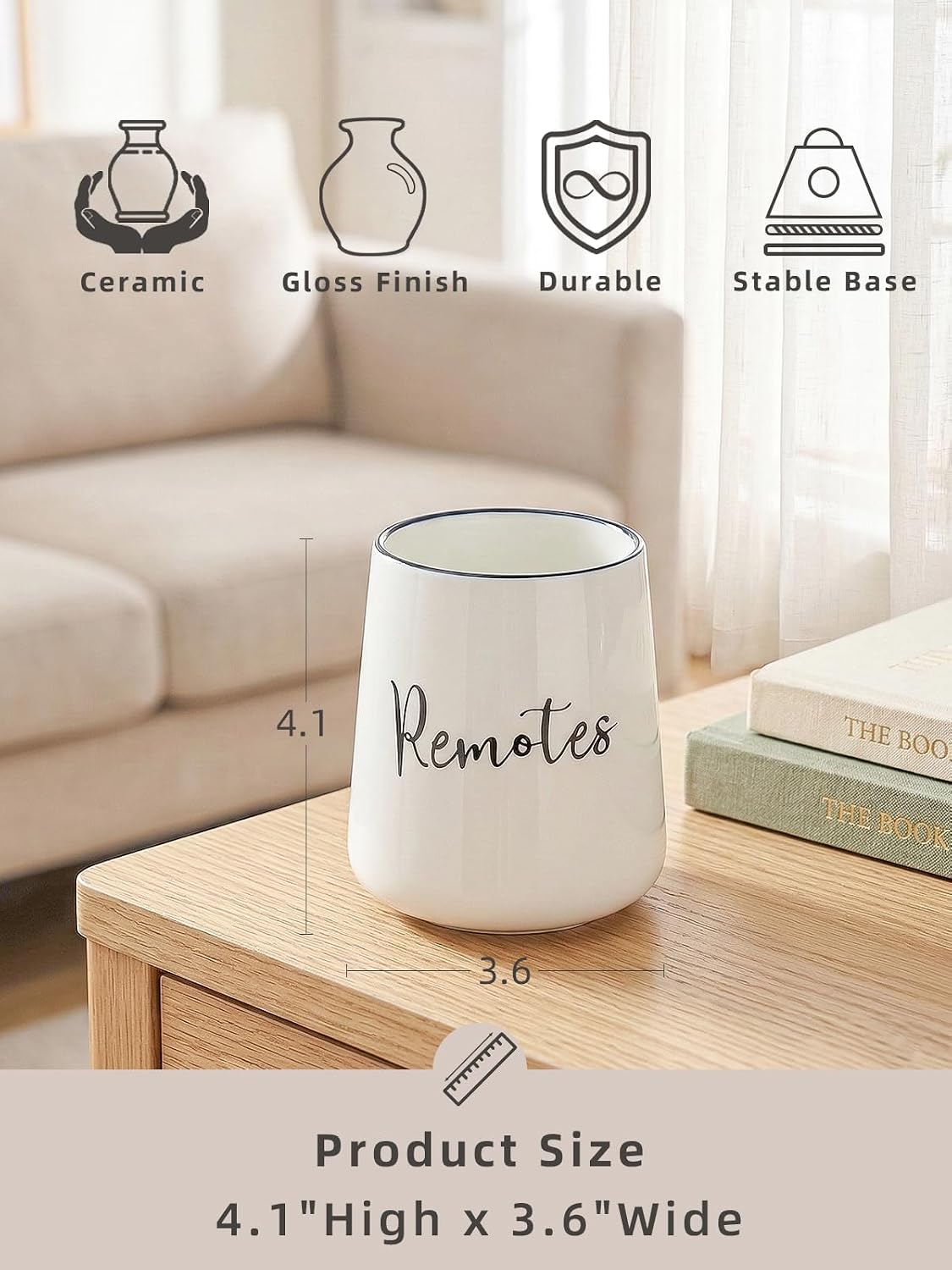 Ceramic Remote Control Holder / White