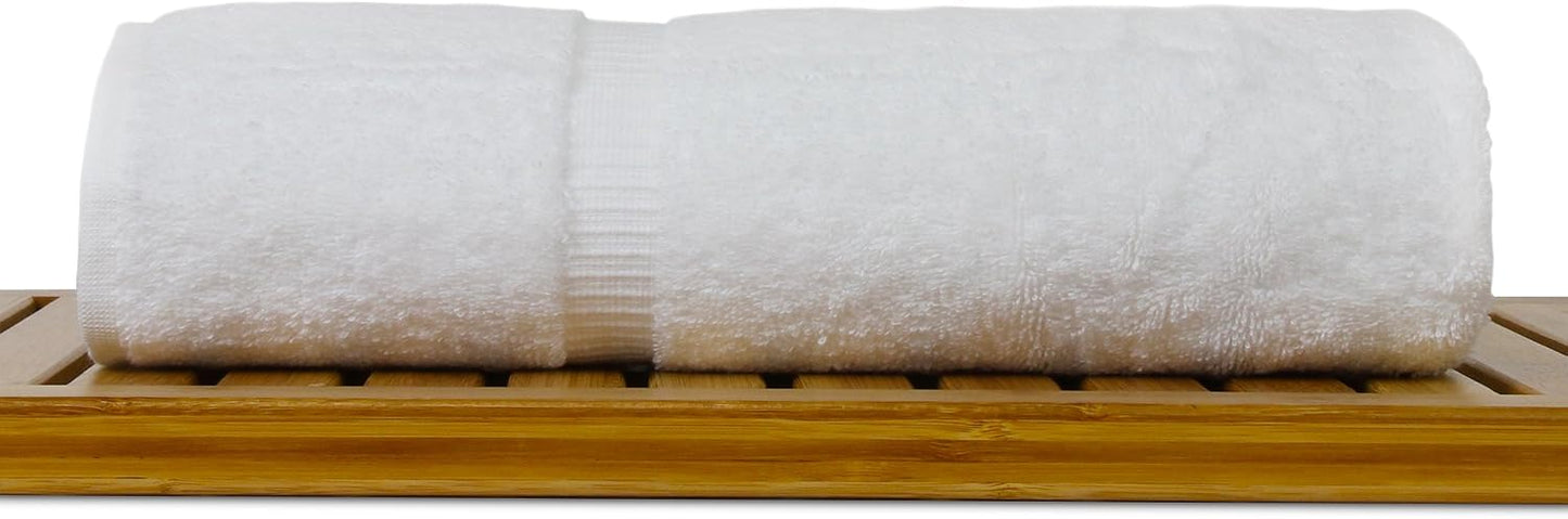Bare Cotton Luxury Hotel & Spa Towel 100% Genuine Turkish Bath Towels Dobby Border, White, Set of 4