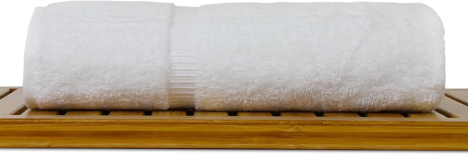 Bare Cotton Luxury Hotel & Spa Towel 100% Genuine Turkish Bath Towels Dobby Border, White, Set of 4