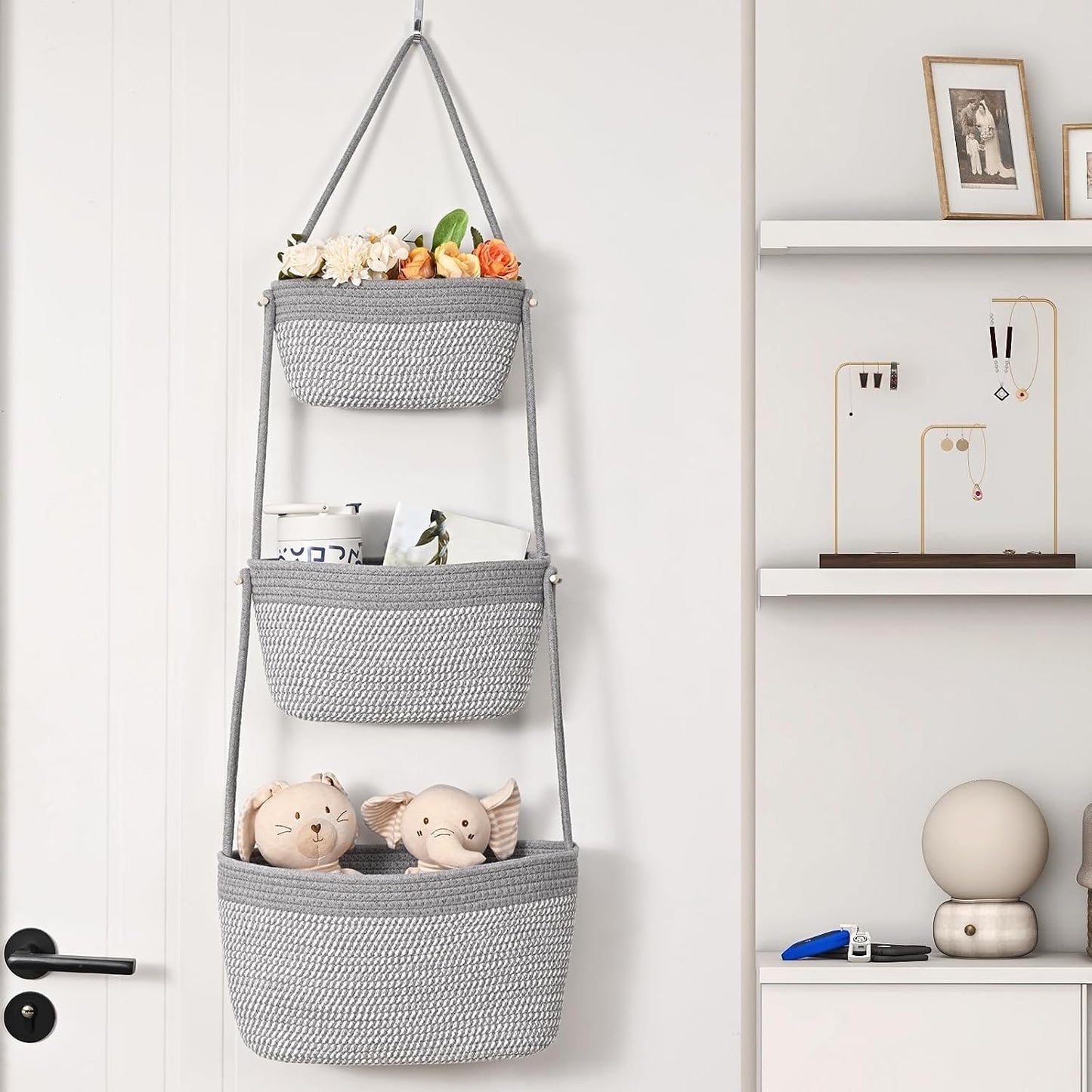 3-Tier Woven Wall Basket / Classic / Gray