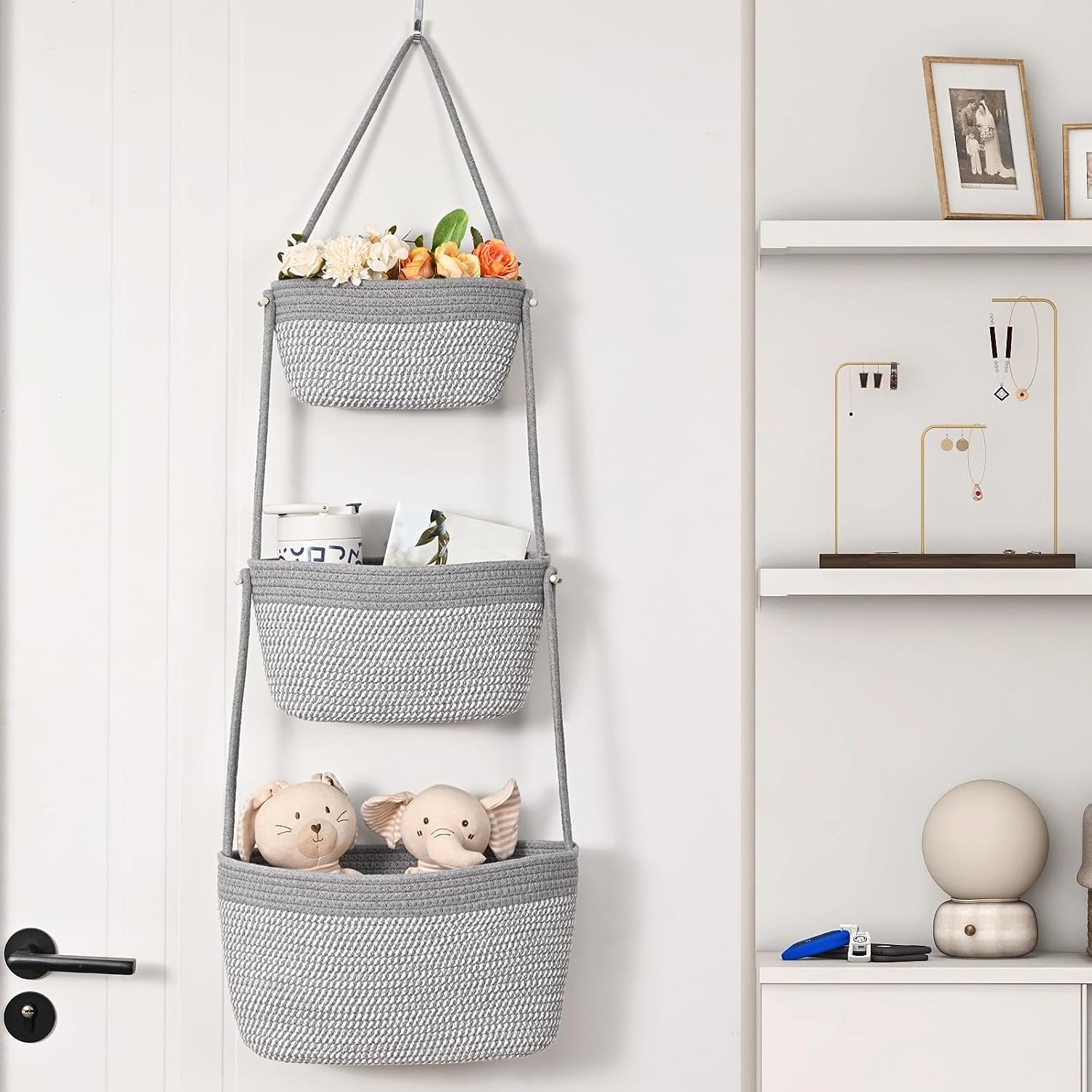 3-Tier Woven Wall Basket / Classic / Gray