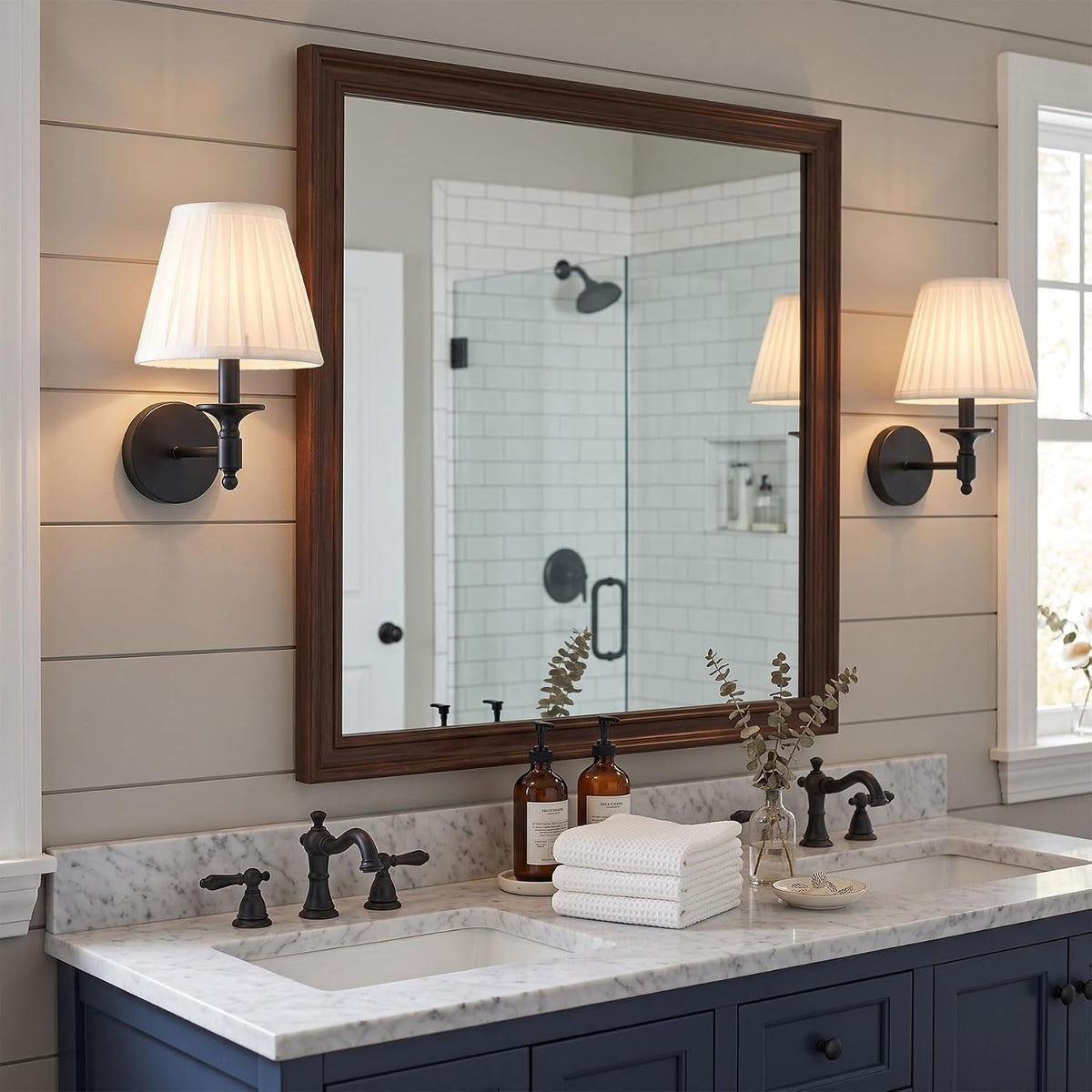 Battery Operated Wall Sconces Set of 2, Black Wireless Wall Lights with 8000mAh 3 CCT Color Temperature & Dimmable