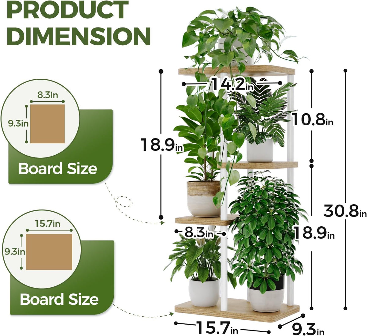 Bamworld Plant Stand 4 Tier Corner Metal Shelf White | Tiered shelf displays multiple plants in living rooms, bedrooms