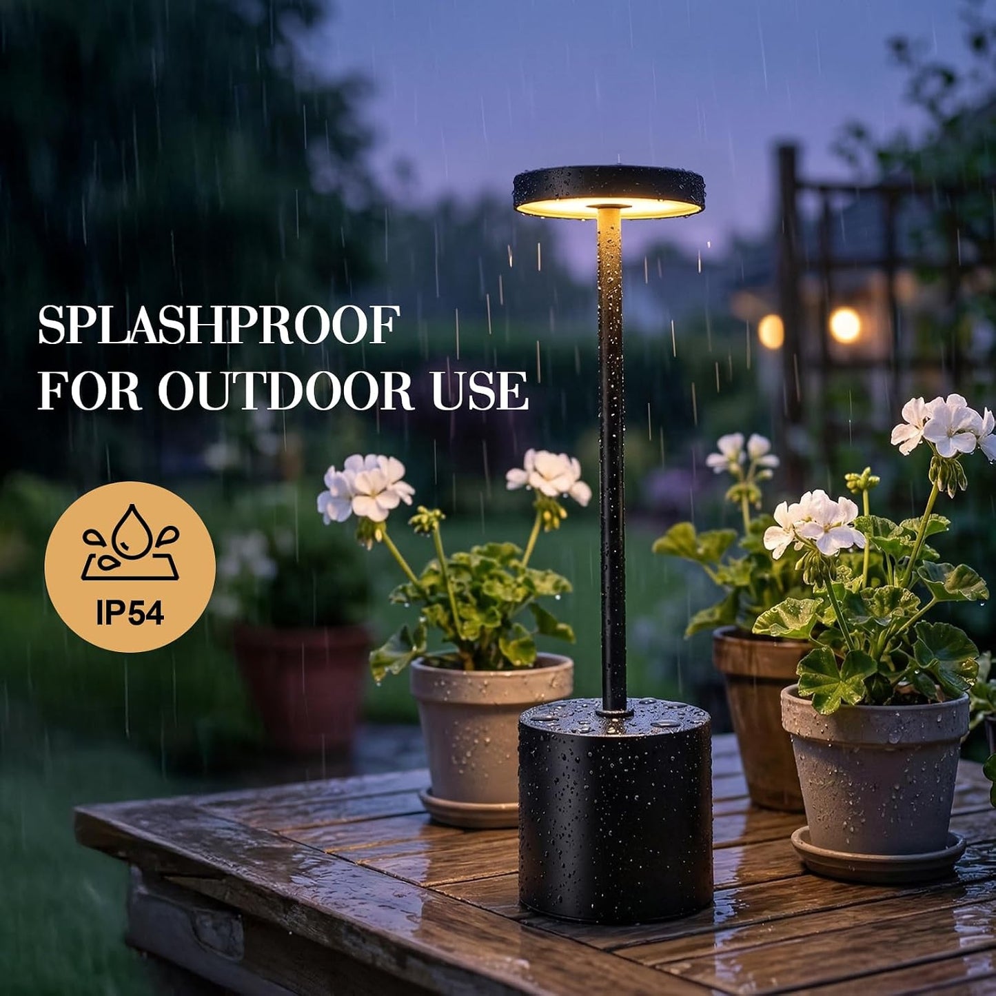 Cordless Table Lamp Set of 2, 5000mAh Rechargeable Lamp with Touch Control & Stepless Dimming, 3 Light Modes, IP54