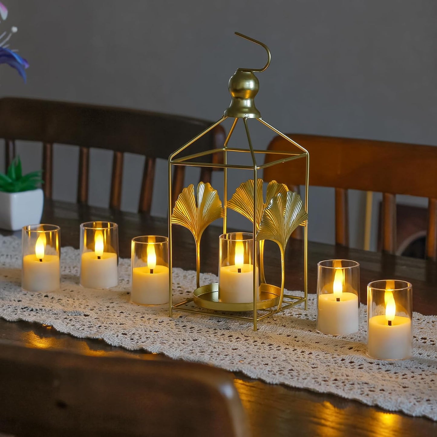 Rechargeable Acrylic Flameless Votive Candles with Timer & Remote Control, 1.7" x2.5" Flickering LED Warm Glow Tealight