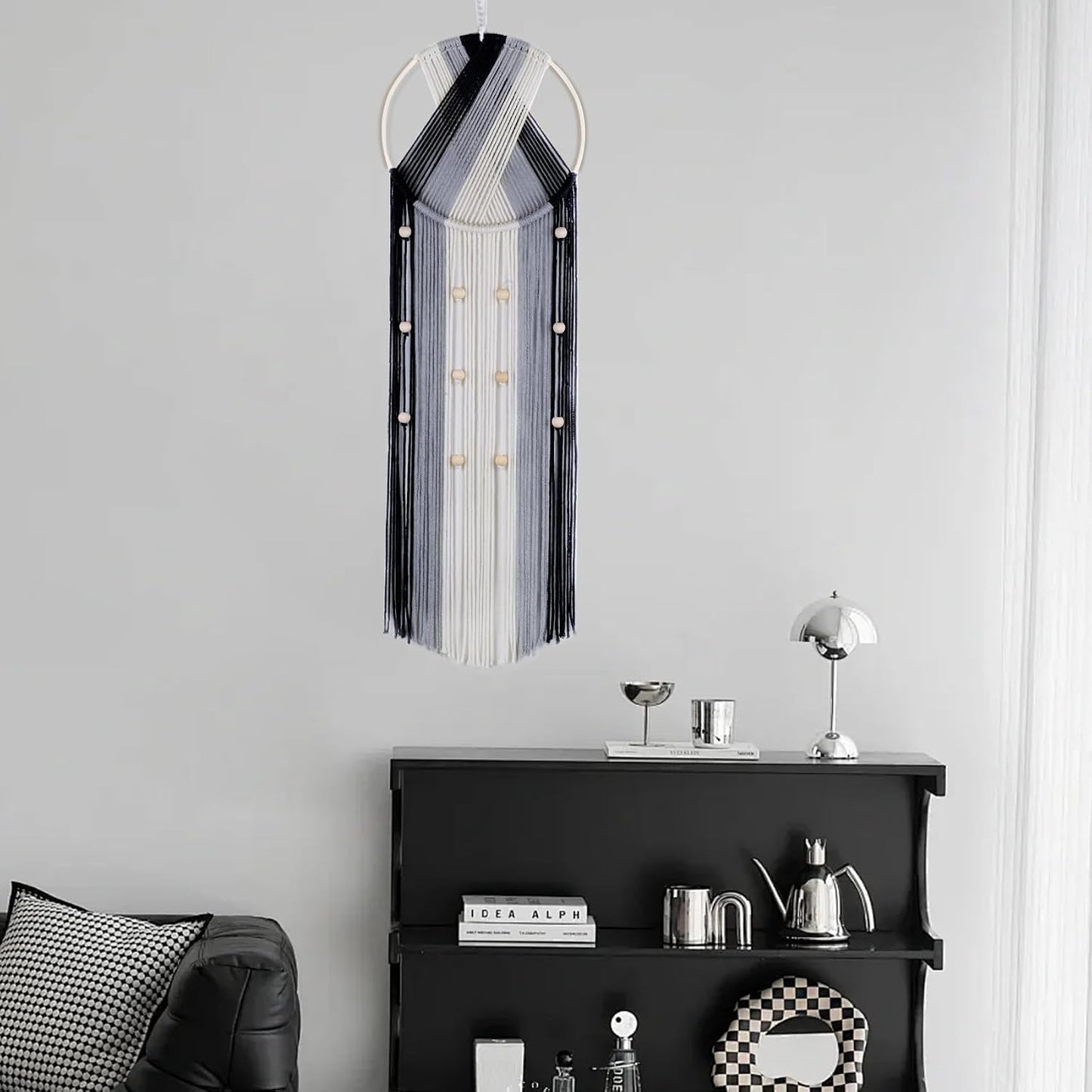 Bohemian Macrame Wall Hanging / Black and Grey