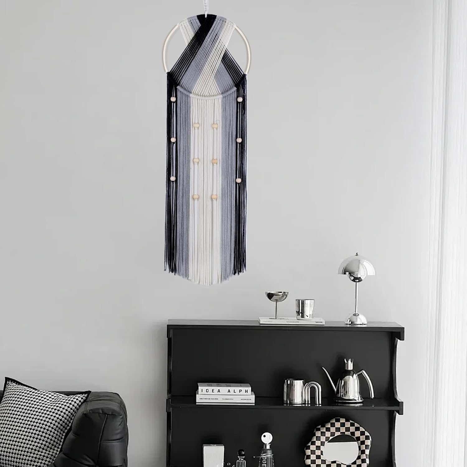 Bohemian Macrame Wall Hanging / Black and Grey