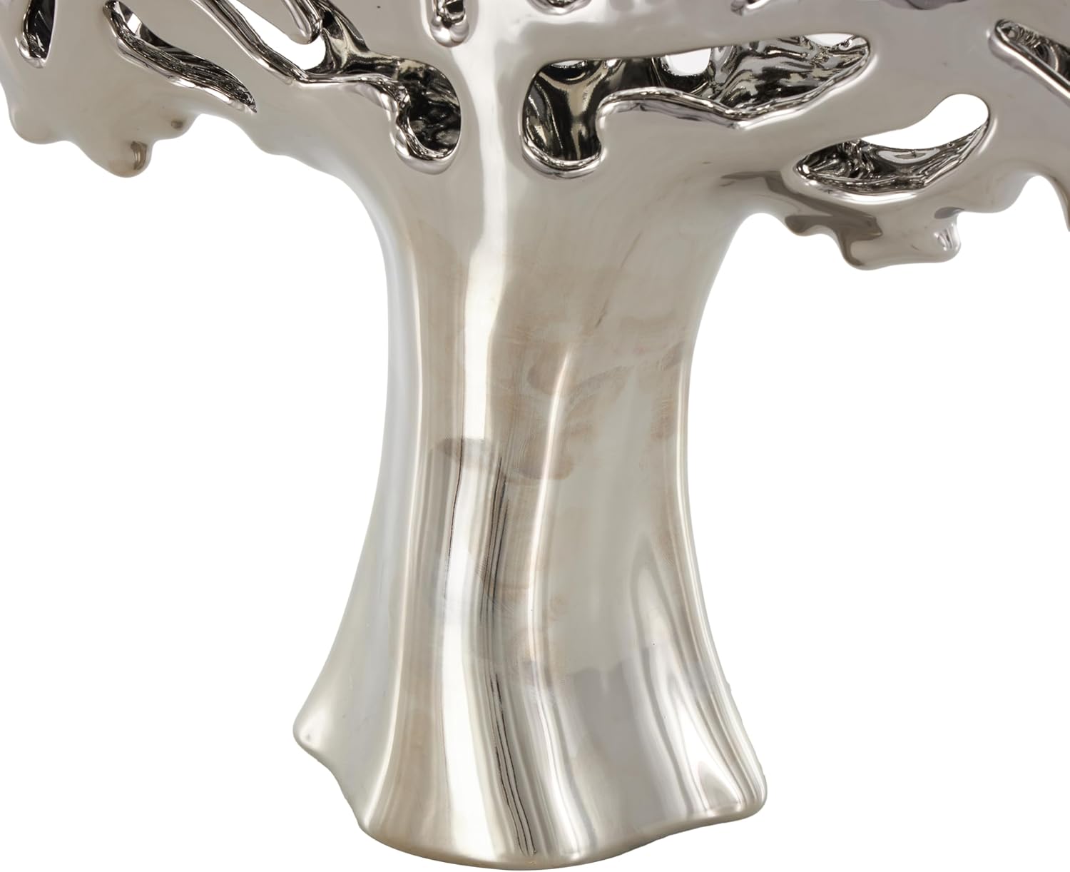 Ceramic Tree Decorative Sculpture Glossy Home Decor Statue / Silver / 15 x 5 x 16