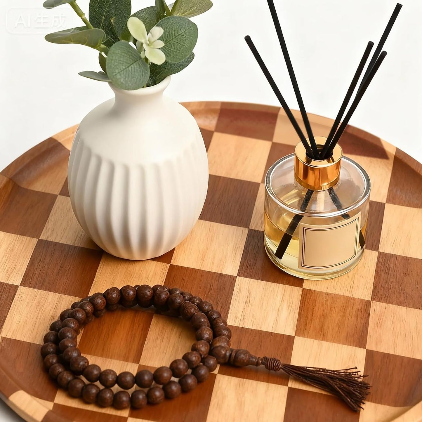Round Wooden Serving Trays Decorative Candle Plate Holder / 11 Inch / Set of 11