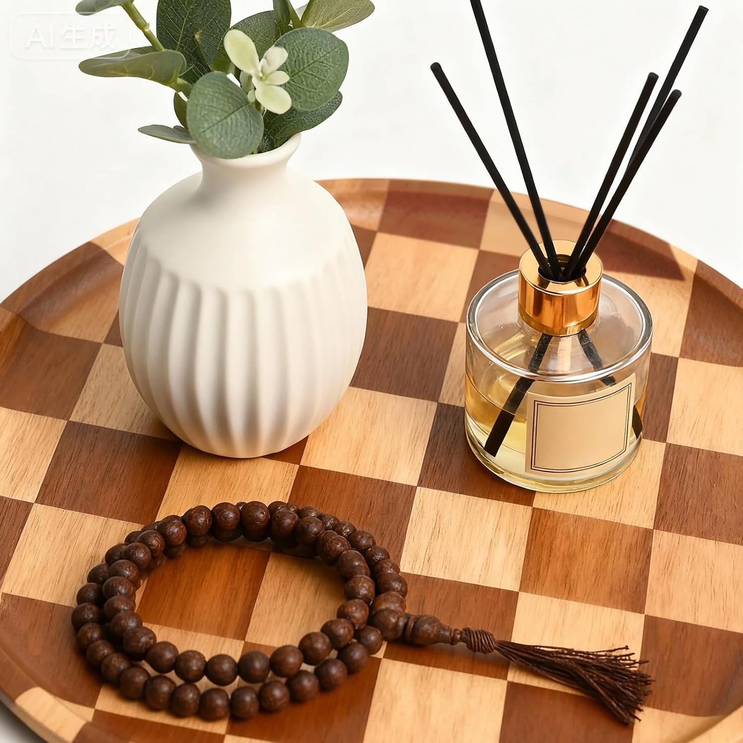 Round Wooden Serving Trays Decorative Candle Plate Holder / 11 Inch / Set of 11