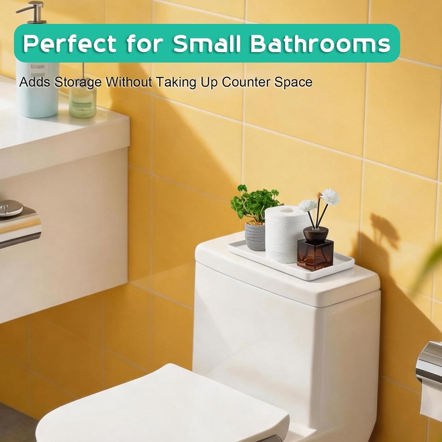 Ceramic Bathroom Vanity Tray for Counter / 11.7 x 6 x 1.2 / White