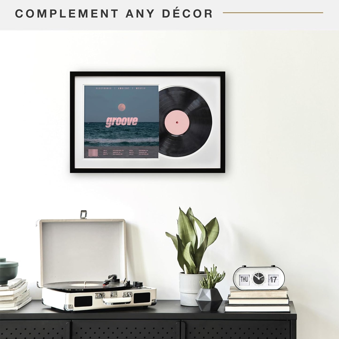 MCS Double Matted Record Album Frame, 16.5x25, Black With White Mat | Double Matted Frame Displays Vinyl LP Record And