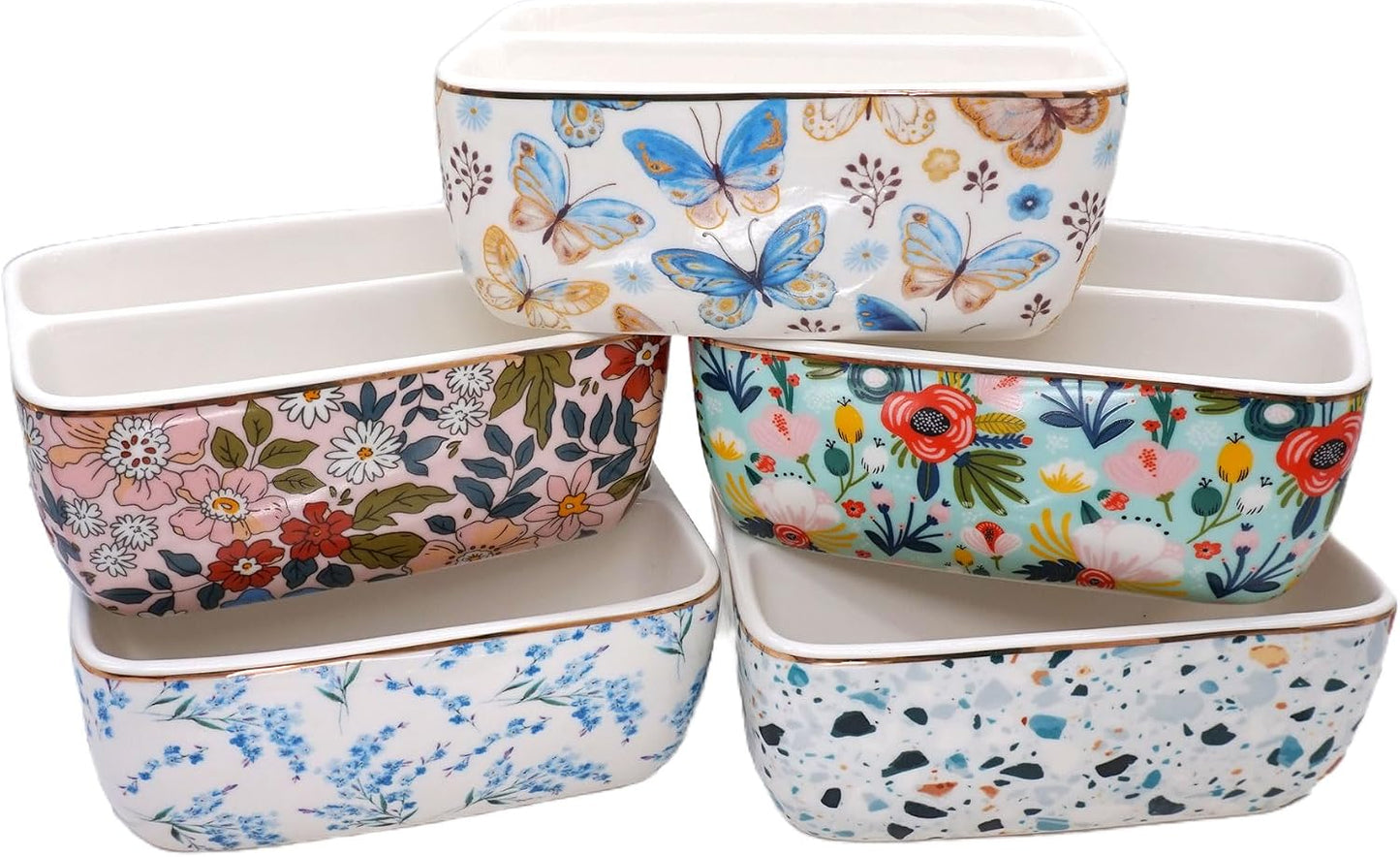 2 Compartments Ceramic Sponge Holder / Butterfly