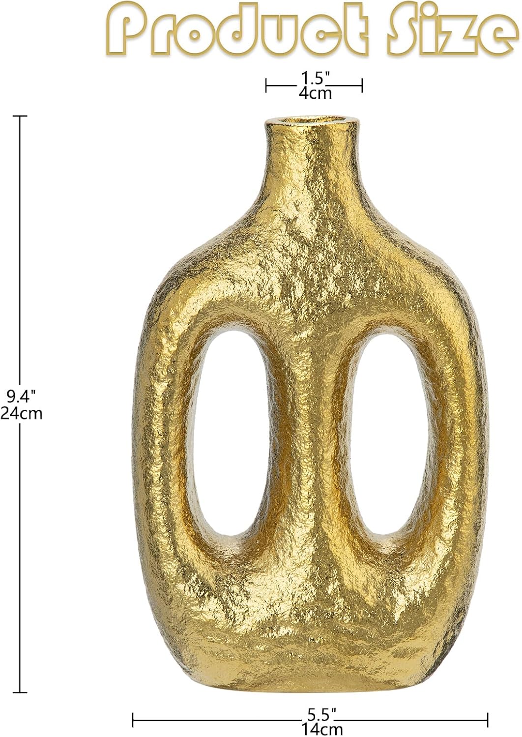 Modern Ceramic Vase Vases for Centerpieces Shelf Entryway Coffee / Double Hole / Gold / 9.4 Inch