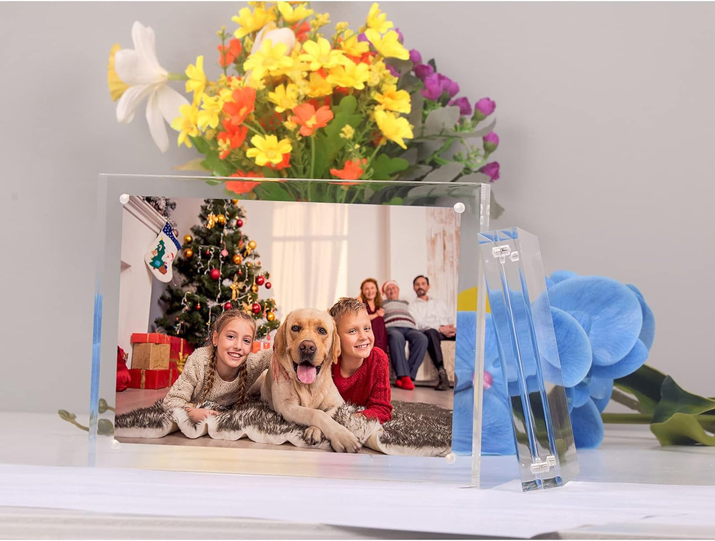 NIUBEE 5x7 Acrylic Picture Frame 3 Packs, Photo Frame 20% Thicker Block | Shatterproof &Safe, 95% High Transparency, UV