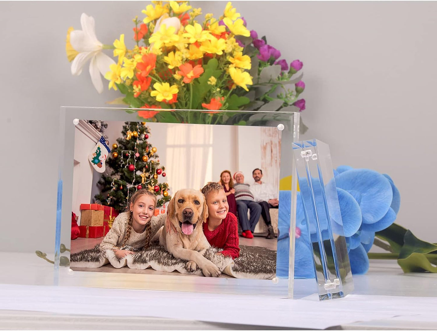 NIUBEE 5x7 Acrylic Picture Frame 5 Pack, 20% Thicker Block Clear Double Sided Photo Postcard Display