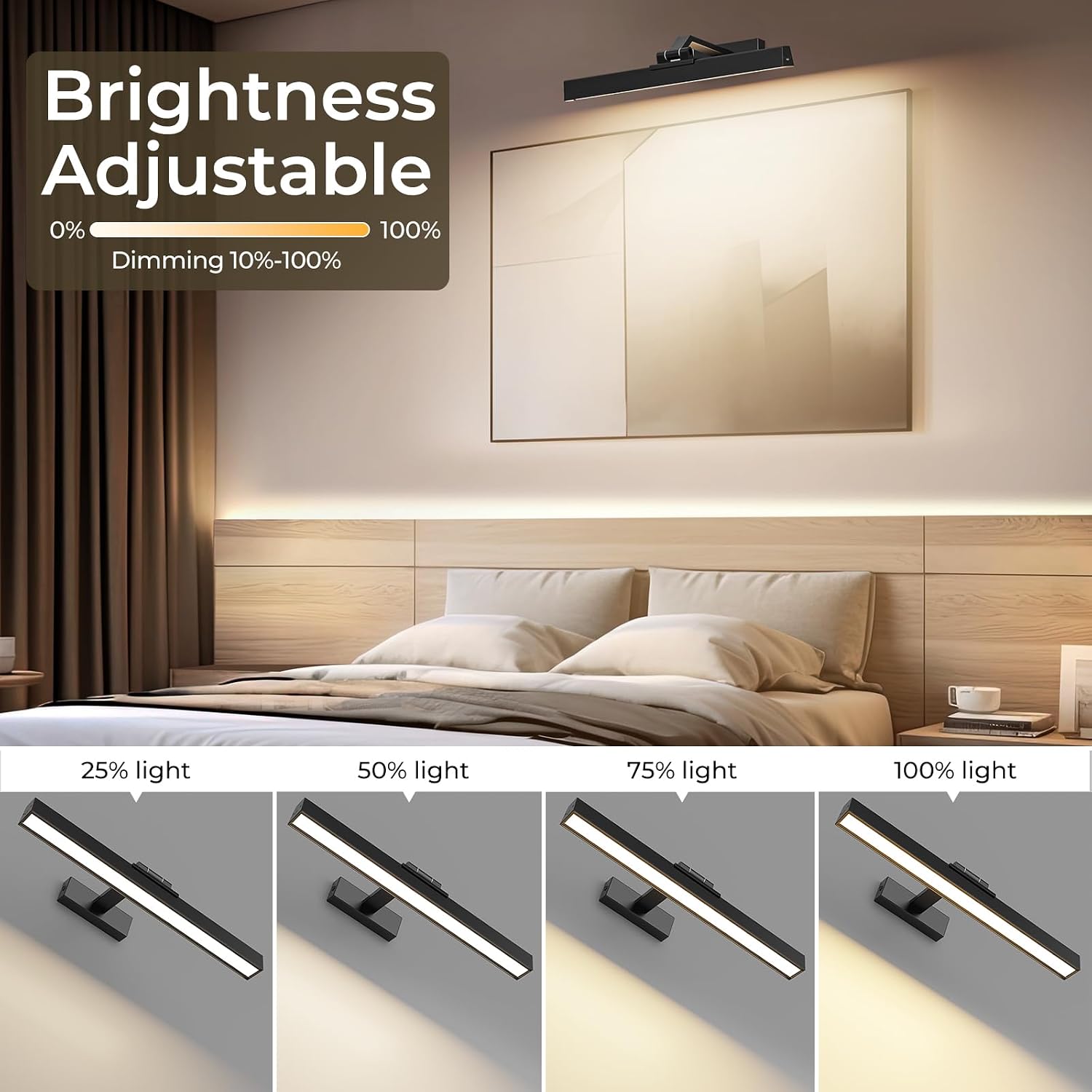 Picture Lights for Wall, Battery Operated Picture Light 16in Gallery Light for Paintings CCT Dimmable Recharging