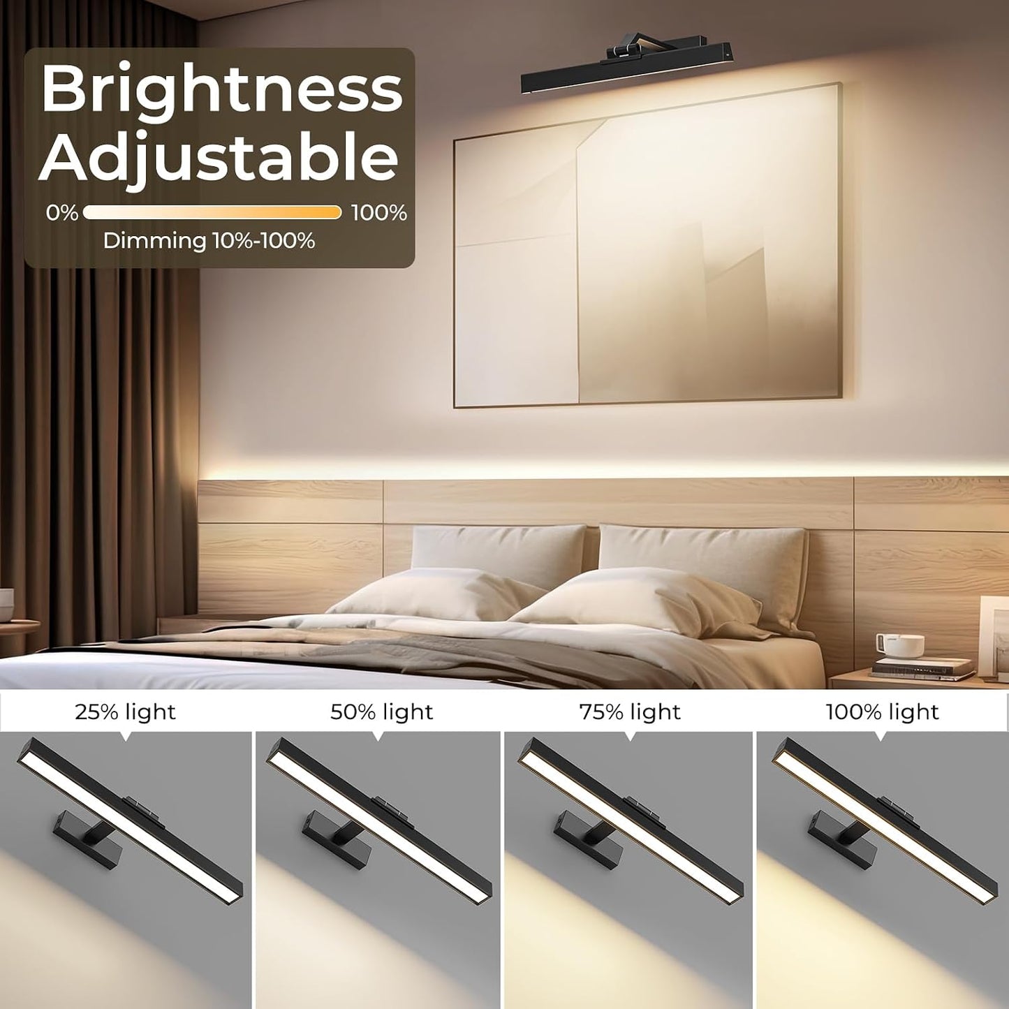 Picture Lights for Wall, Battery Operated Gallery Light 16in for Paintings CCT Dimmable Recharging Battery Wall Lamp