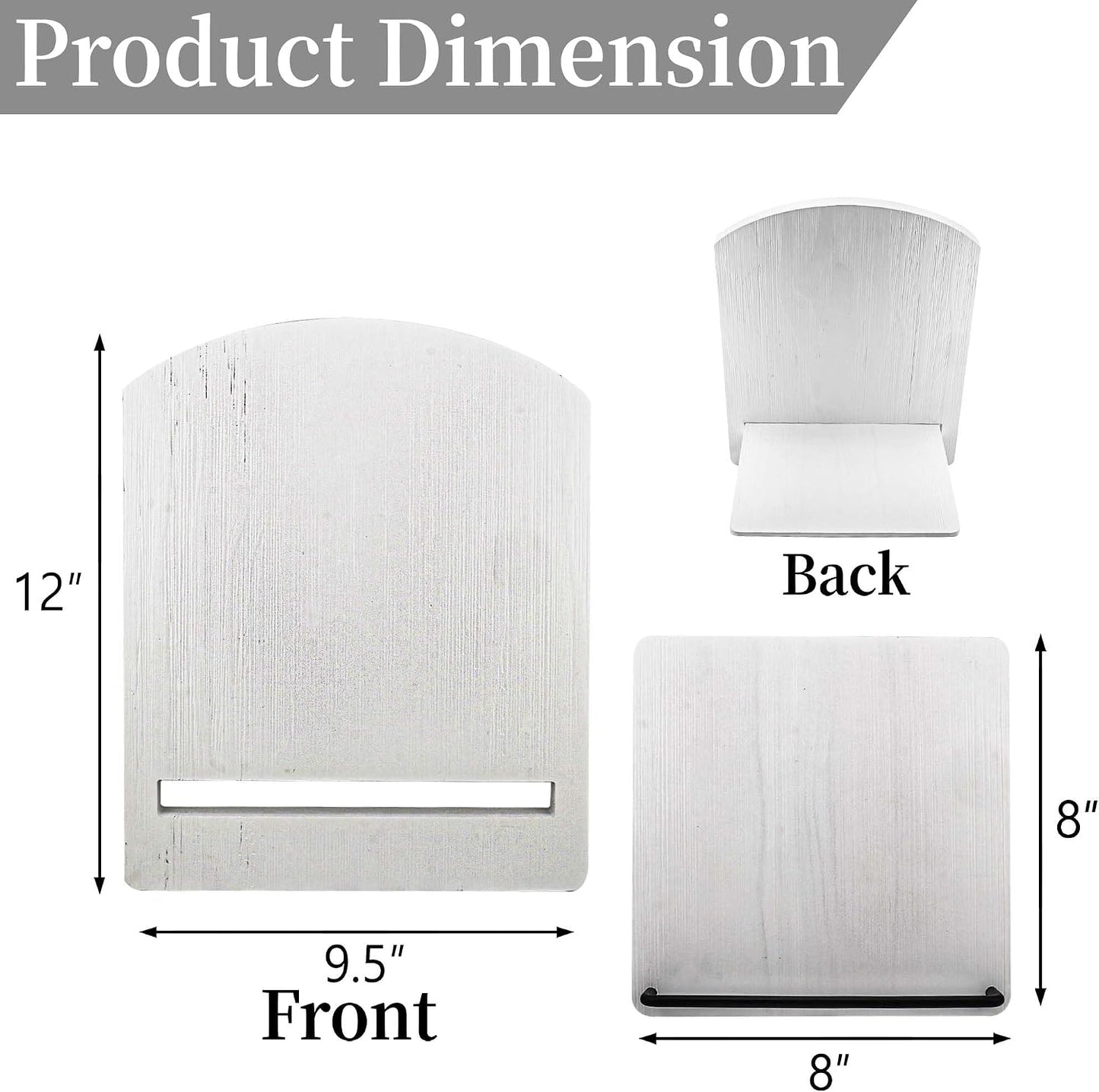 White Farmhouse Cookbook Stand: Wood Recipe Holder for Kitchen Counter | Sturdy Solid Wood Stand with Metal Page Clips