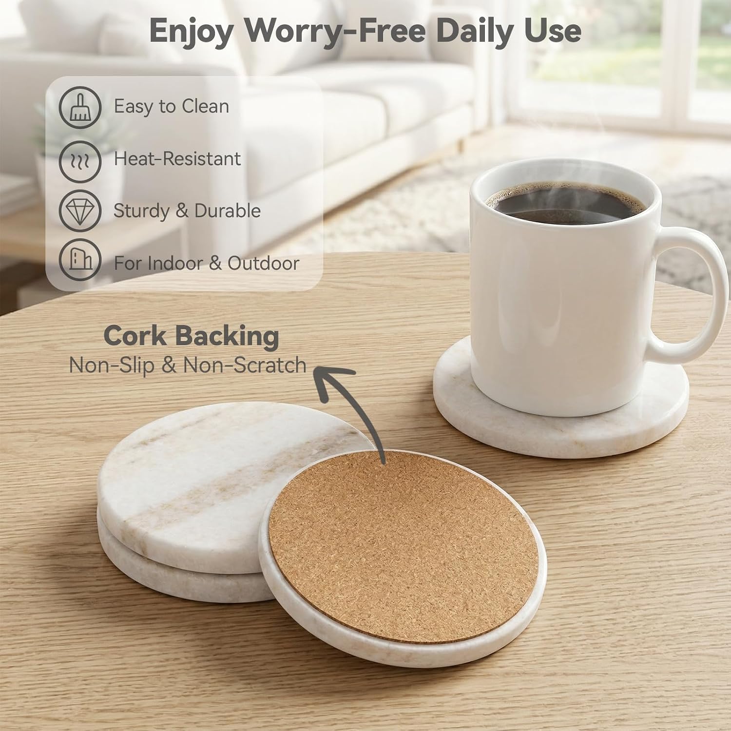 Holder / Neutral Drink Coasters / Creamy White / Set of 6