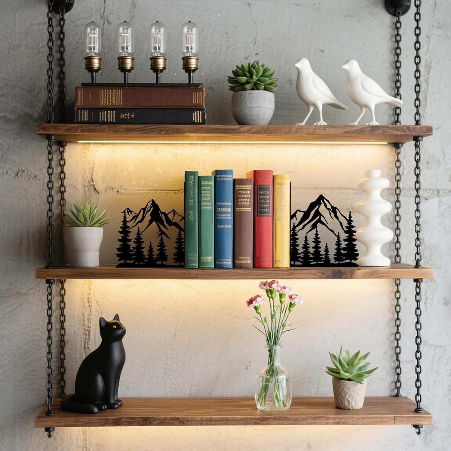 Metal Bookends Mountain Bookends Decorative Modern Book Ends / Mountain Decorative Bookends