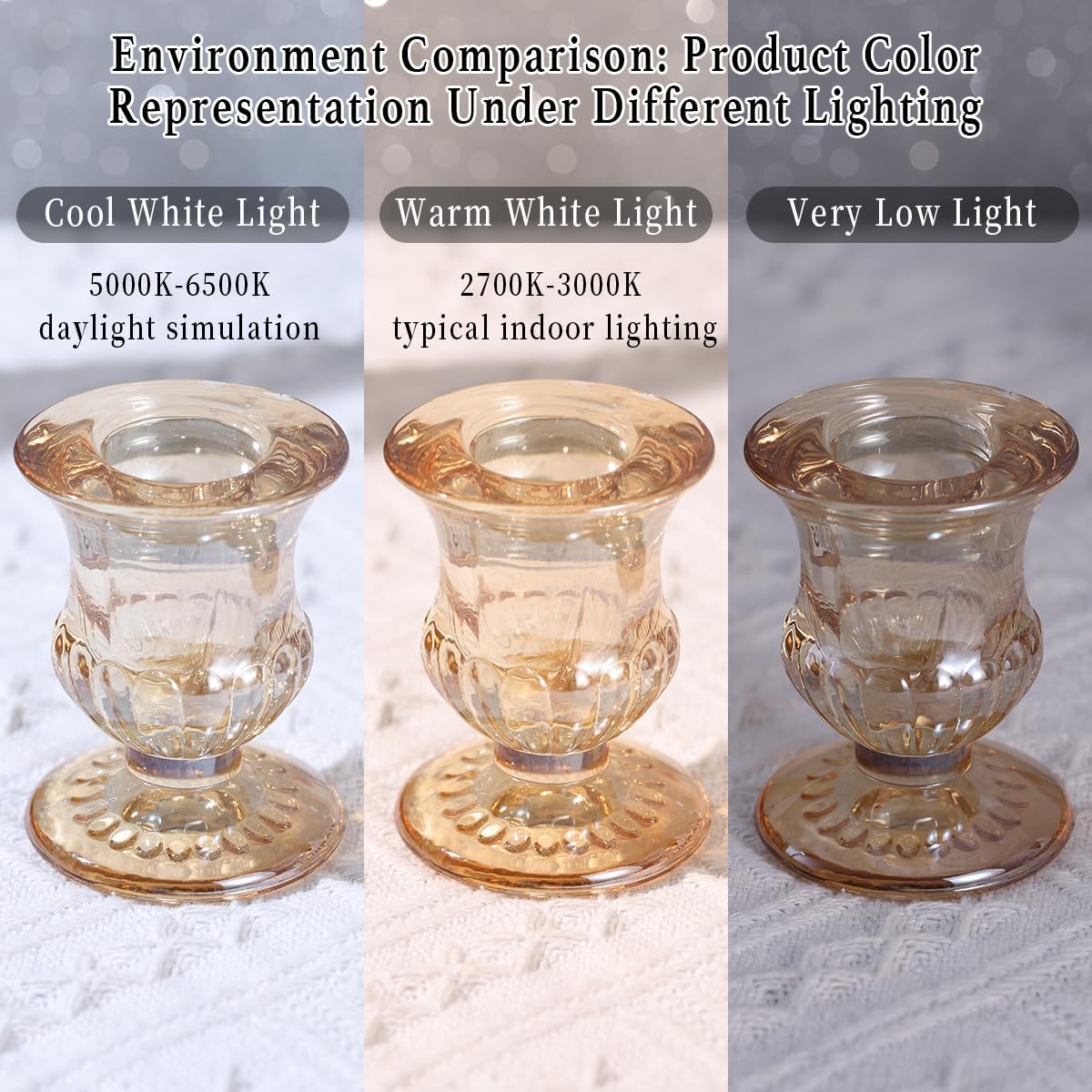 Letine Gold Candlestick Holders Set of 12-2.5" H Taper Candle Holders Bulk -Gold Glass Candle Holder for Valentine's