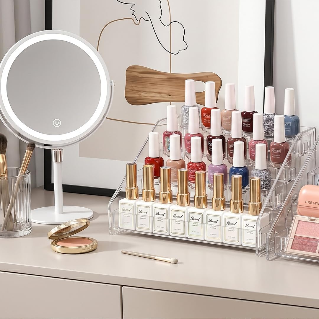 12 Inchs Acrylic Tiered Display Stand Acrylic Riser Display Shelf Stands for Cosmetic Nail / 4 Tier