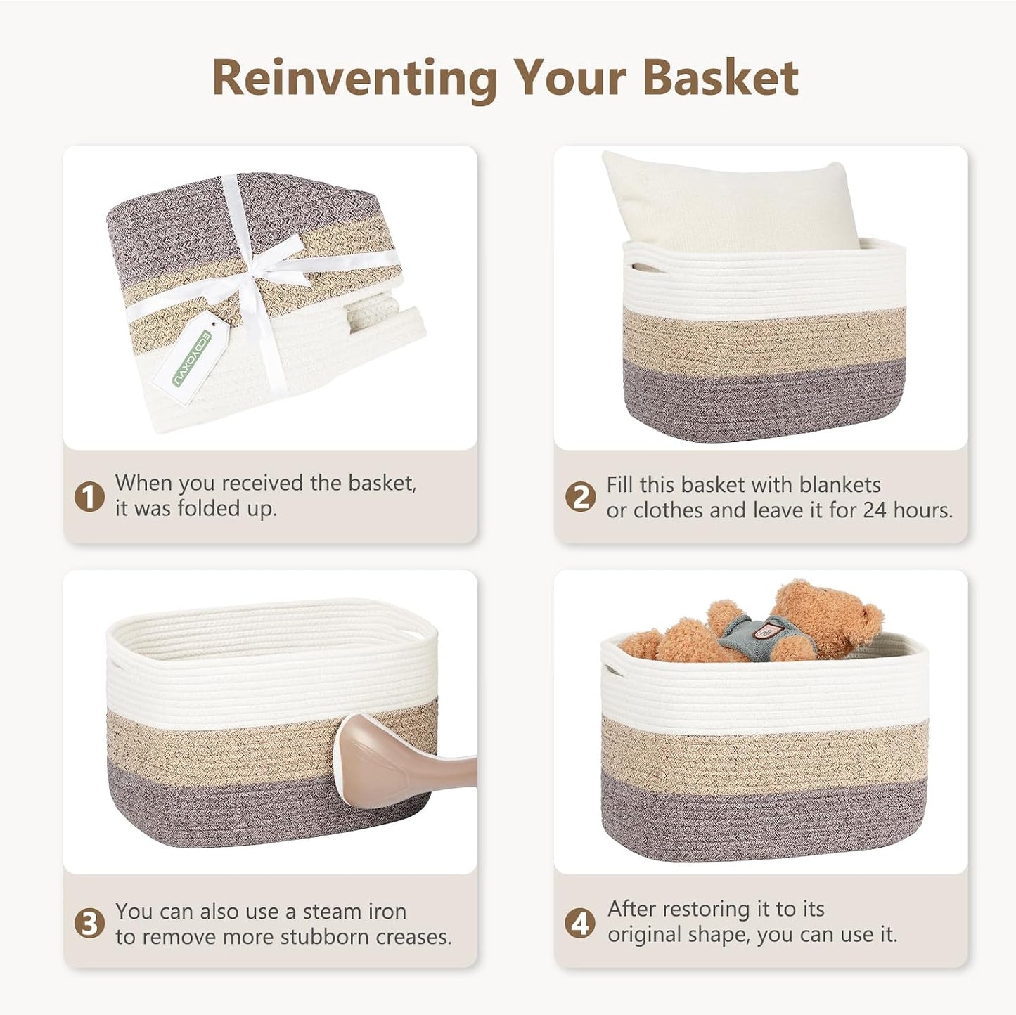 Woven Basket / Storage Baskets / Gradient Brown / 15 x 10 x 9