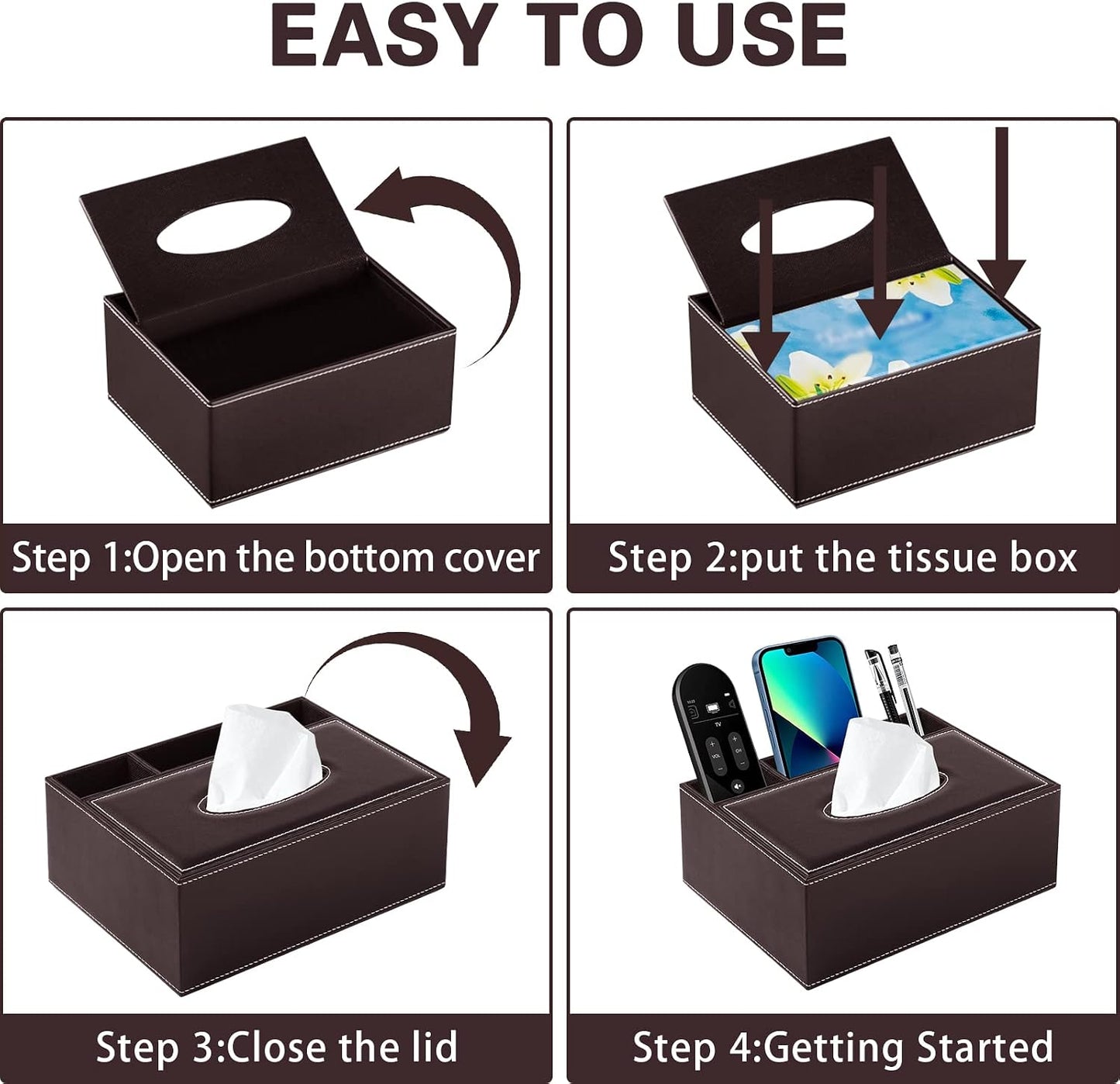 Multifunctional Tissue Box Holder / Brown