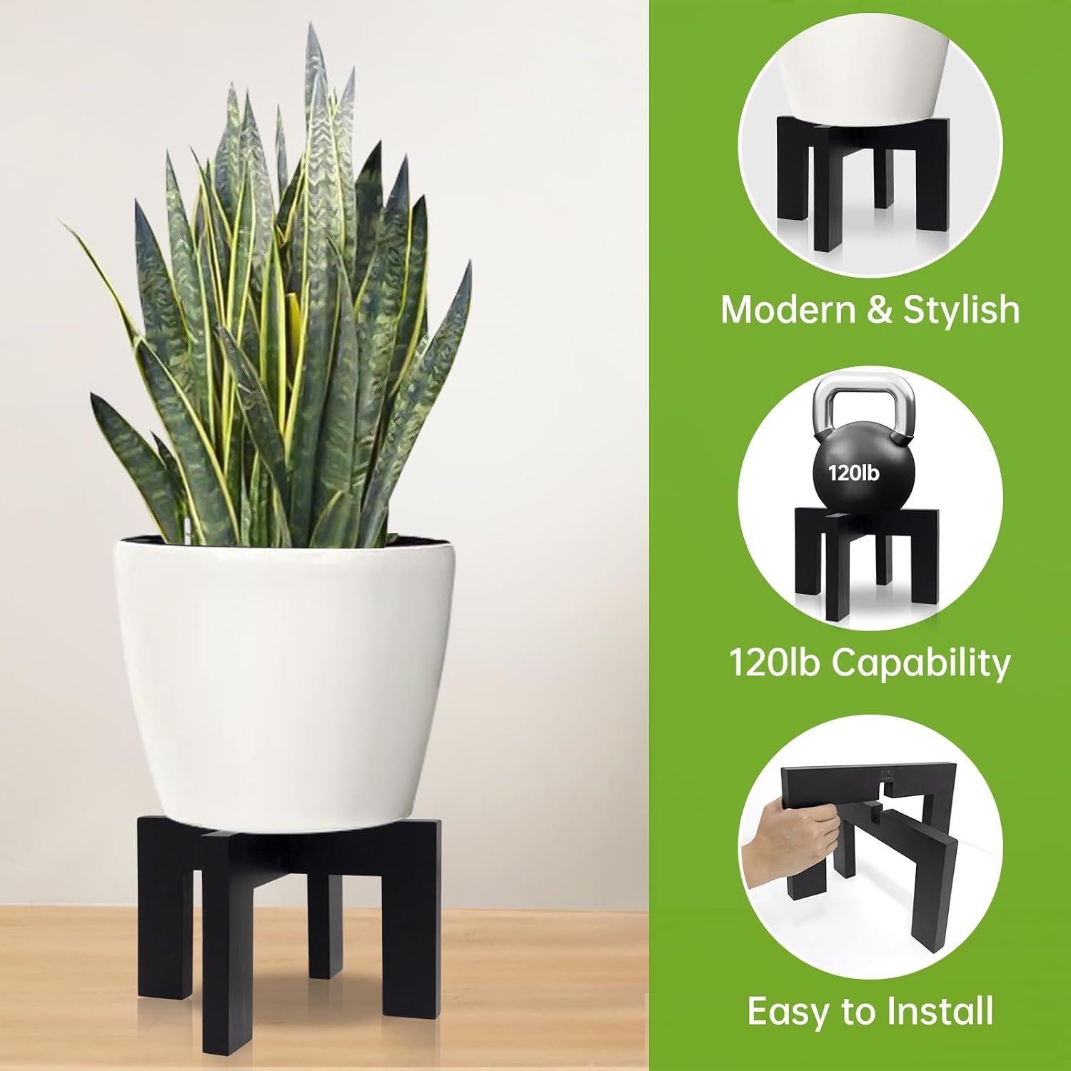 2 Pack Wood Plant Stand Indoor Holders for Plants, Sturdy Flower Pot Stands Plants Shelf, Wooden Stool for Patio Plant
