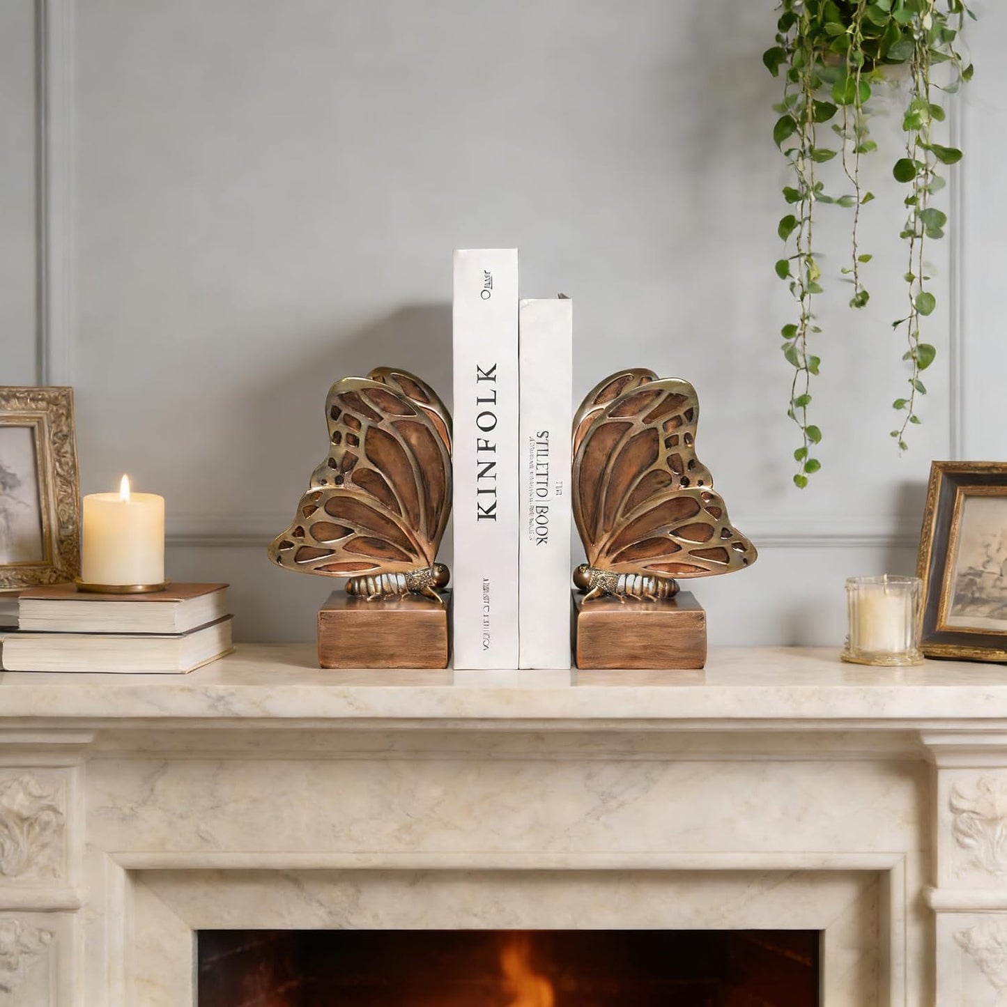 Vintage Butterfly Bookends / Brown