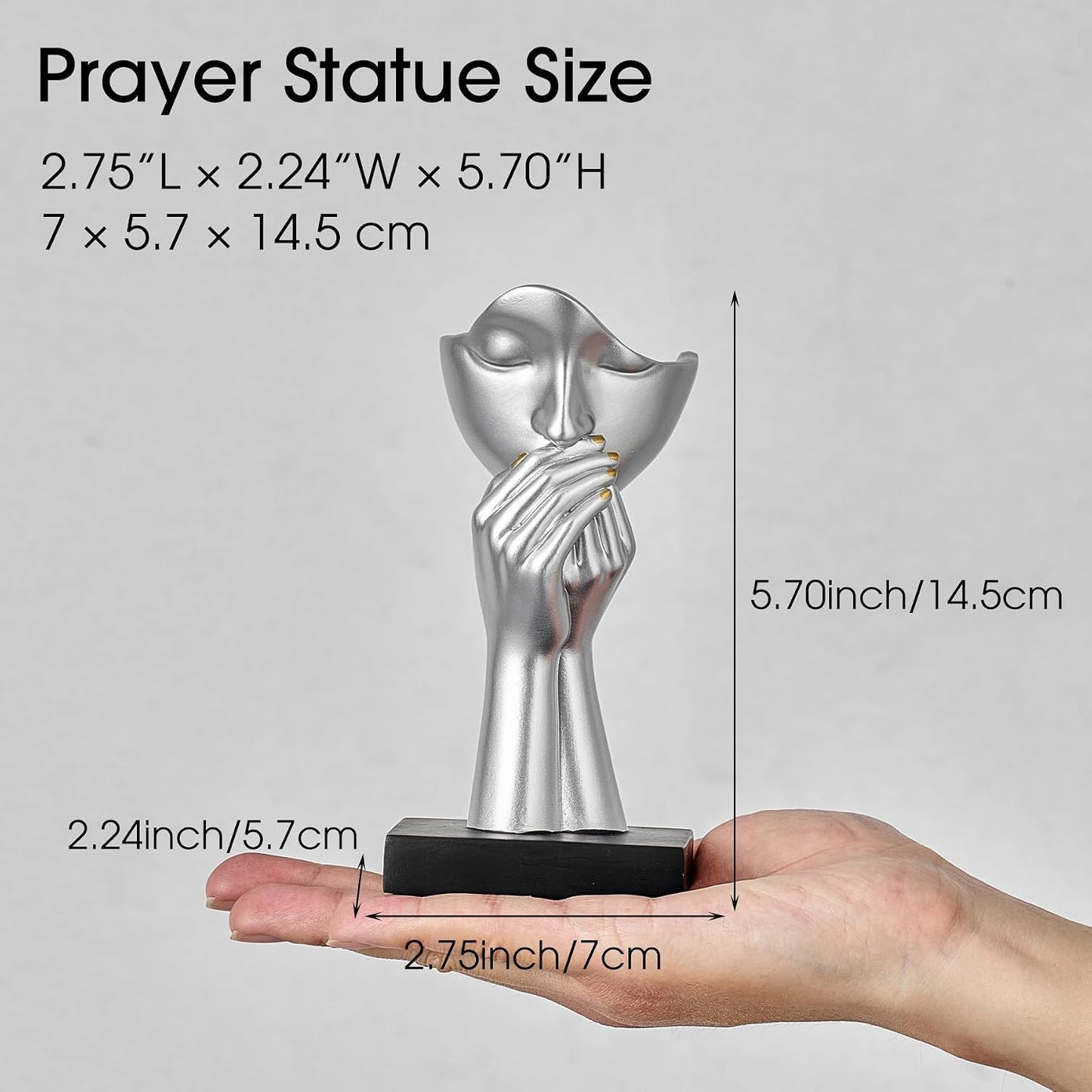 Modern Prayer of Peace Figurines Shelf Decor Accents / Prayer Statue - Silver / Set of 3