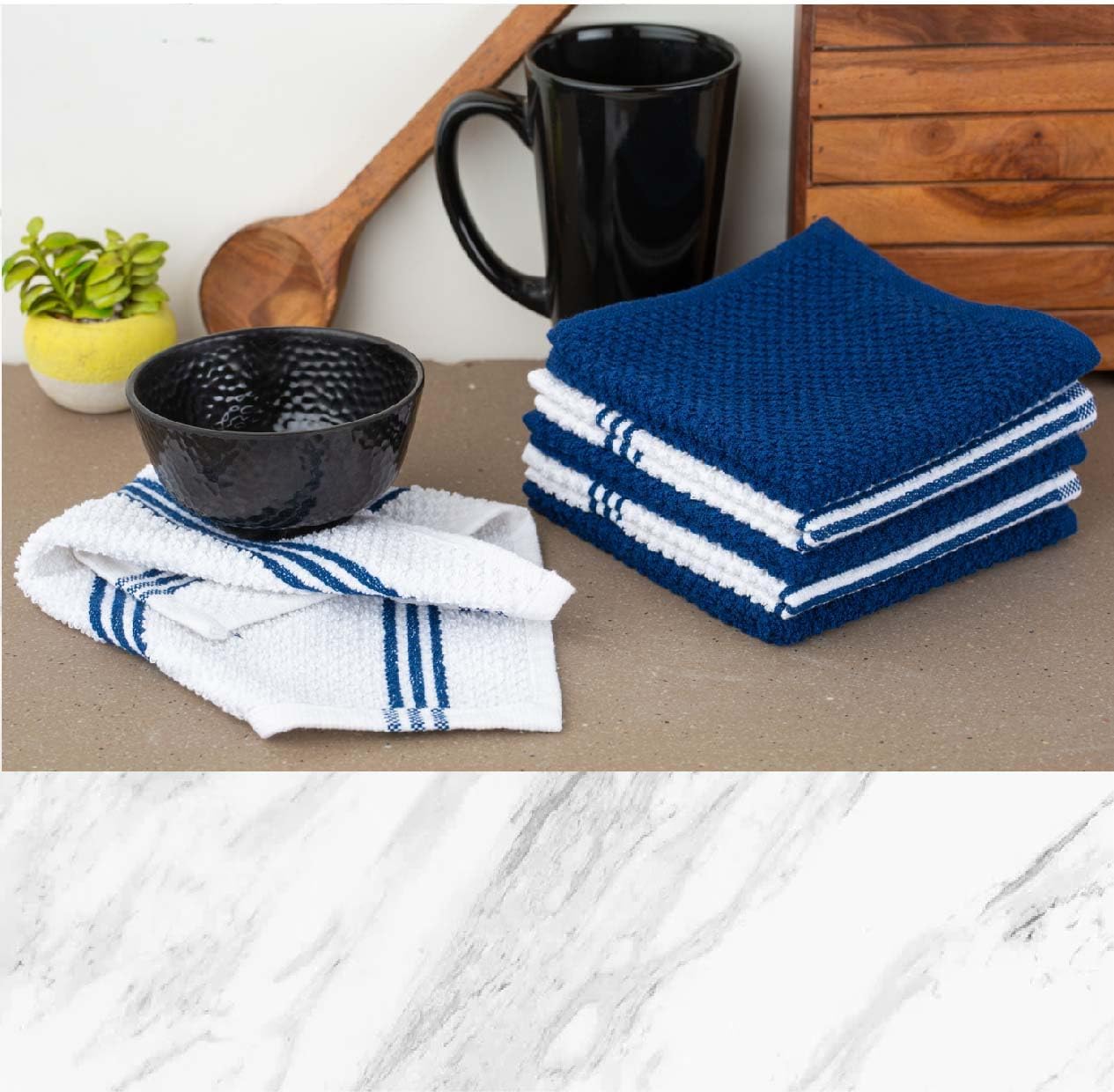 LANE LINEN Tea Towels - 16 Pc Set with Silicone Oven Mitts and Pot Holders, Cotton Kitchen Towels, Absorbent Dish and