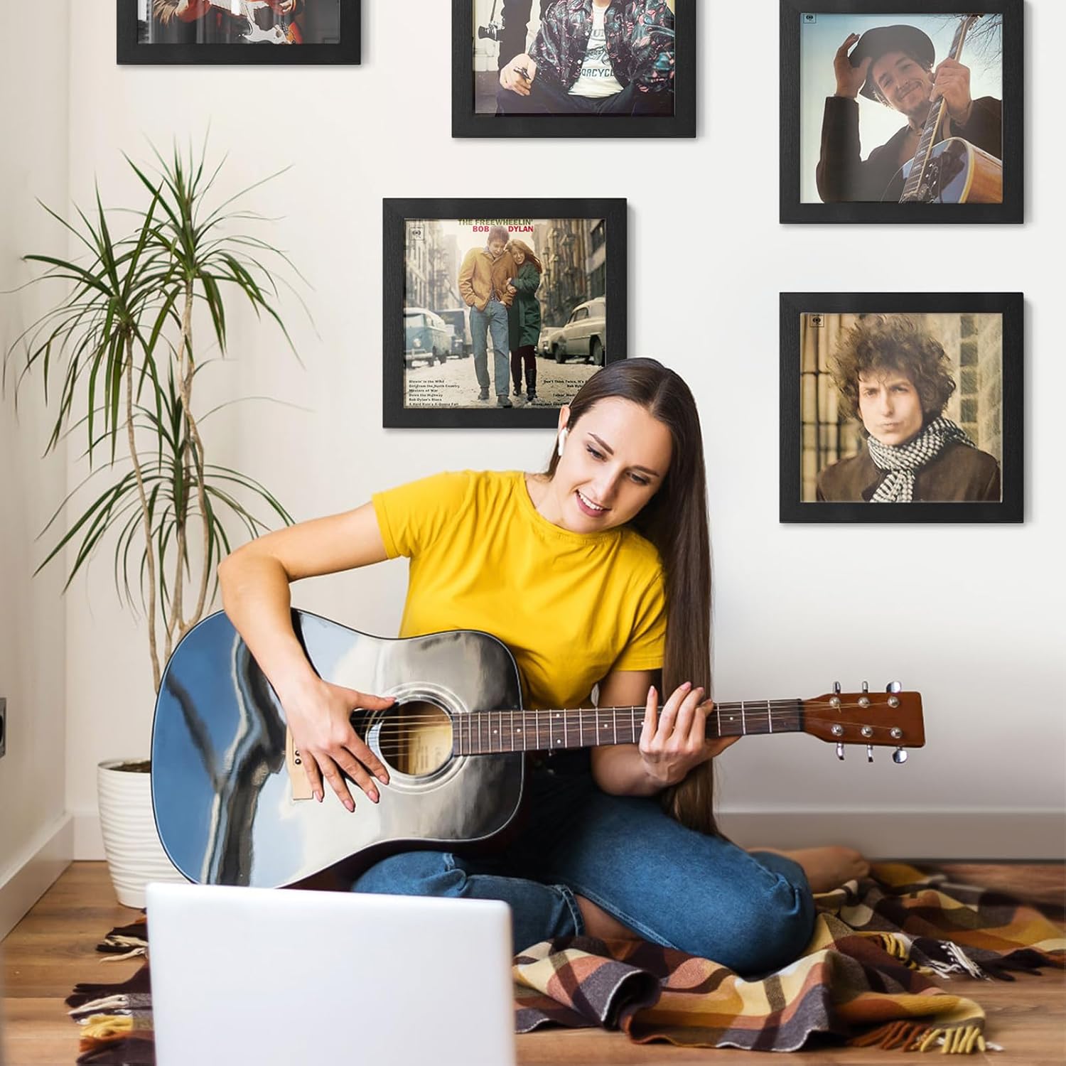 Emfogo 4 Pack Vinyl Record Frame for the Wall, Wall-Mounted Vinyl Record Display Frame, Album Frames for 12x12 Inch LP