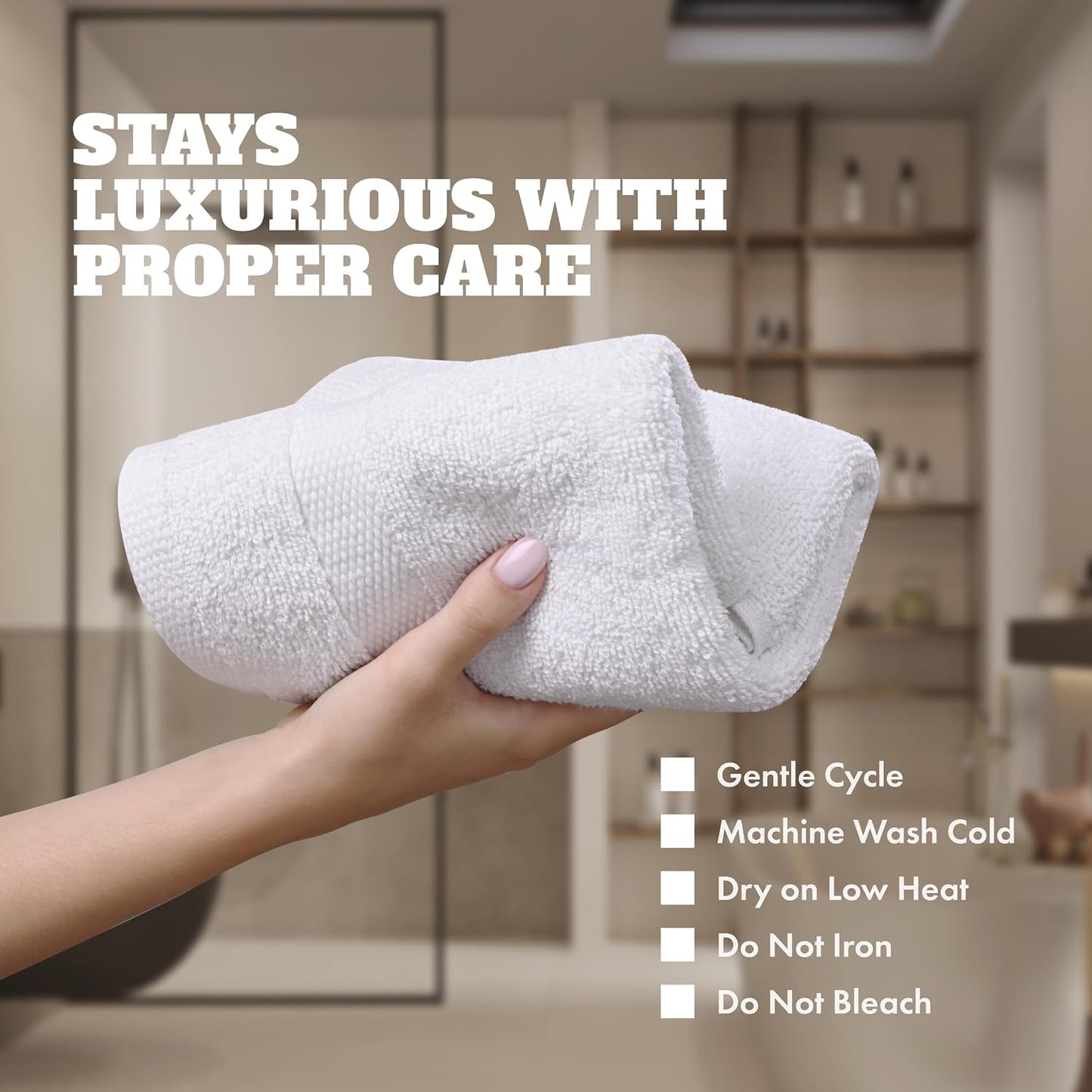 White Classic Wealuxe Multi Washcloths 48 Pack - 600 GSM 100% Ring-Spun Cotton Wash Cloths for Showering, Highly