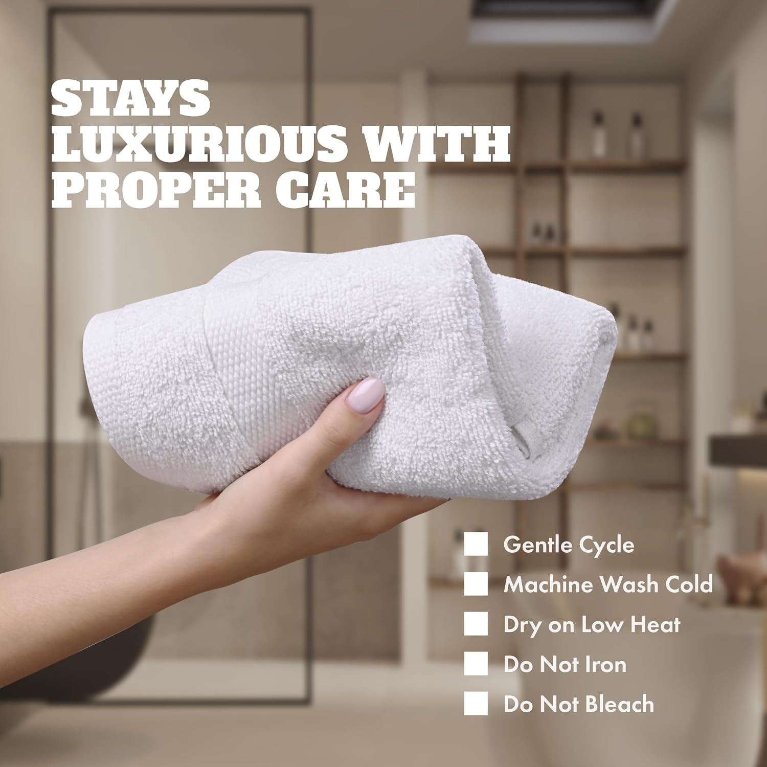 White Classic Wealuxe Multi Washcloths 48 Pack - 600 GSM 100% Ring-Spun Cotton Wash Cloths for Showering, Highly