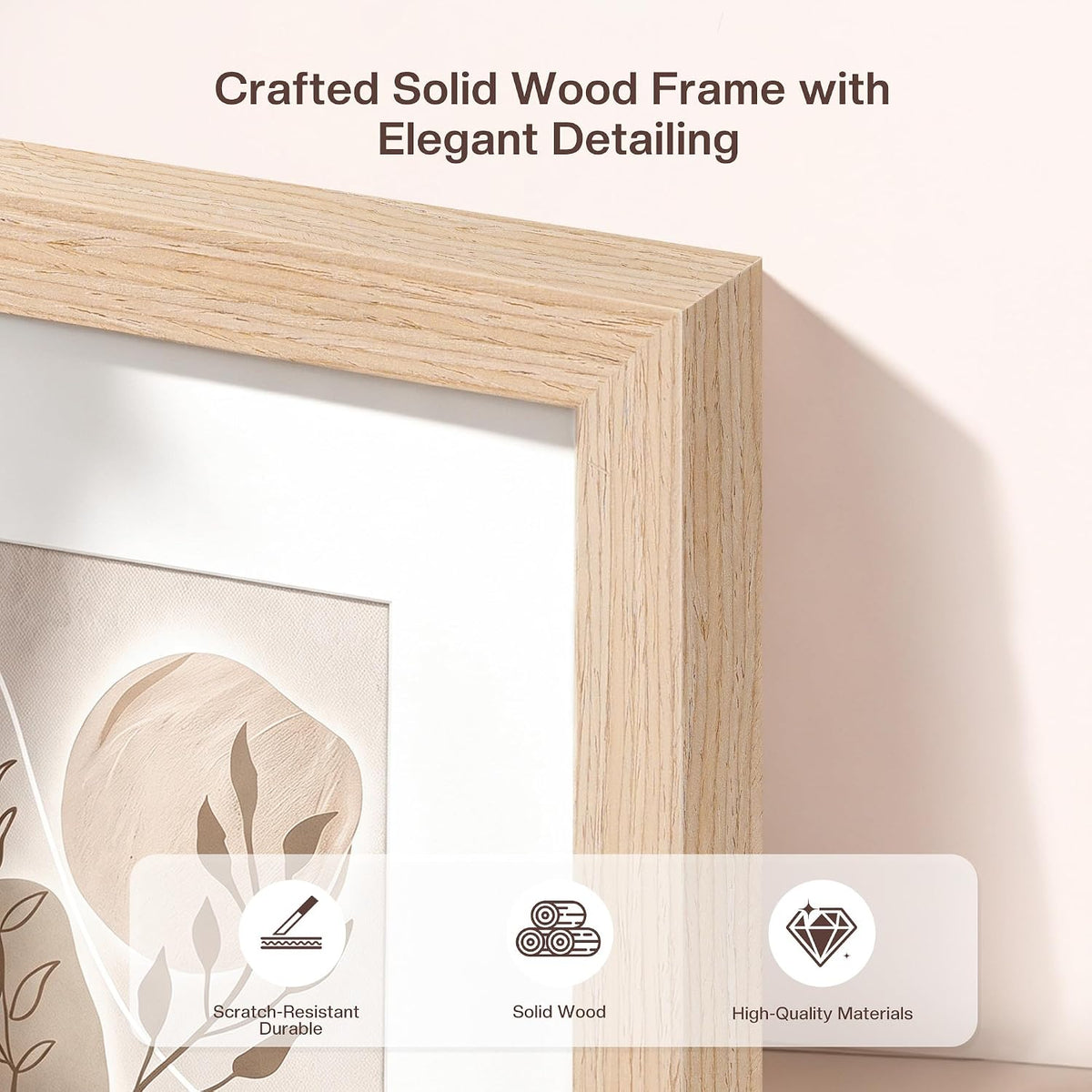 Abtgt Solid Wood 24x36 Poster Frame, Gallery Wall Frame Set of 4, Natural | Display 20x30 with Mat or 24x36 without