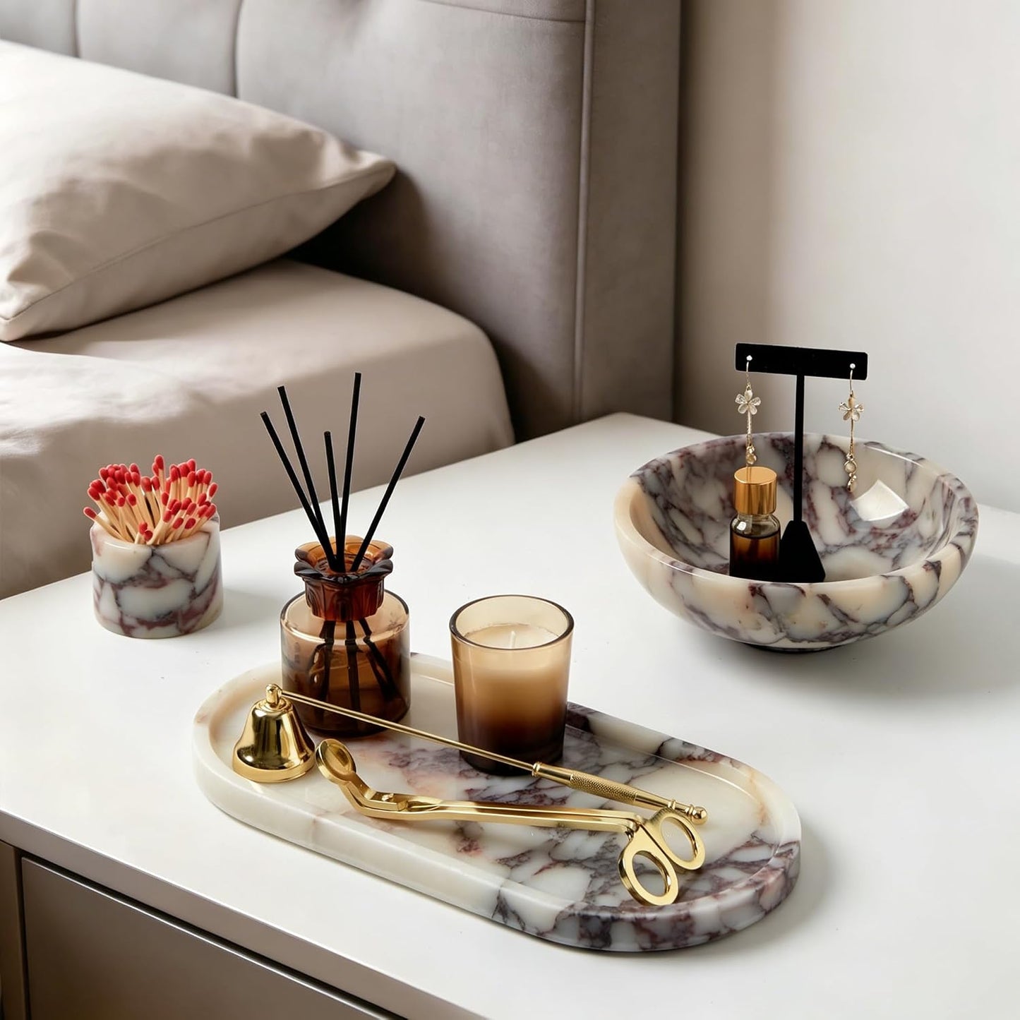 Oval Marble Tray / 11.8 x 5.9 x 0.7 / Oval-calacatta Viola / Natural