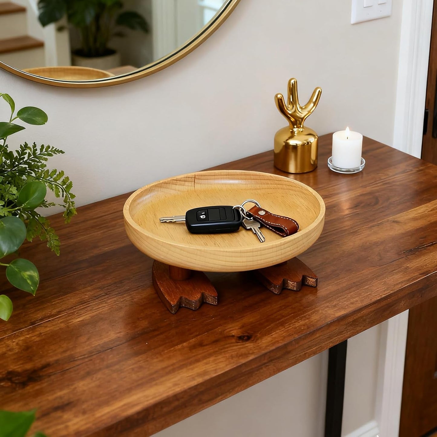 Key Tray / Valet Tray / Natural Wood / Round