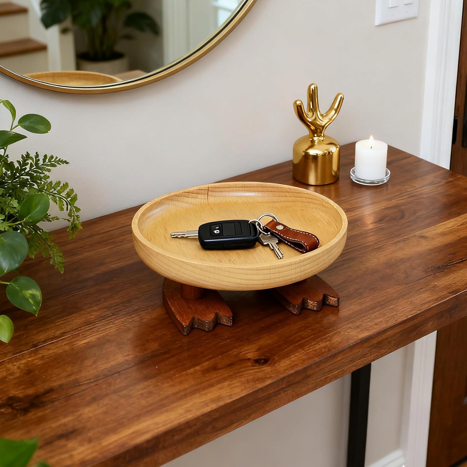 Key Tray / Valet Tray / Natural Wood / Round