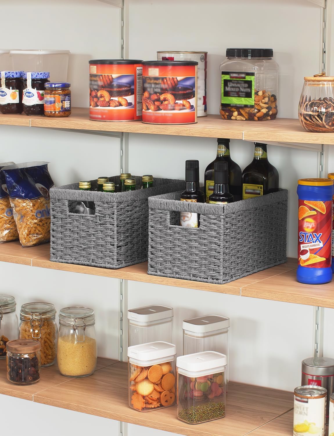 Rectangular Wicker Baskets / Gray / 2 x 13 / Set of 2