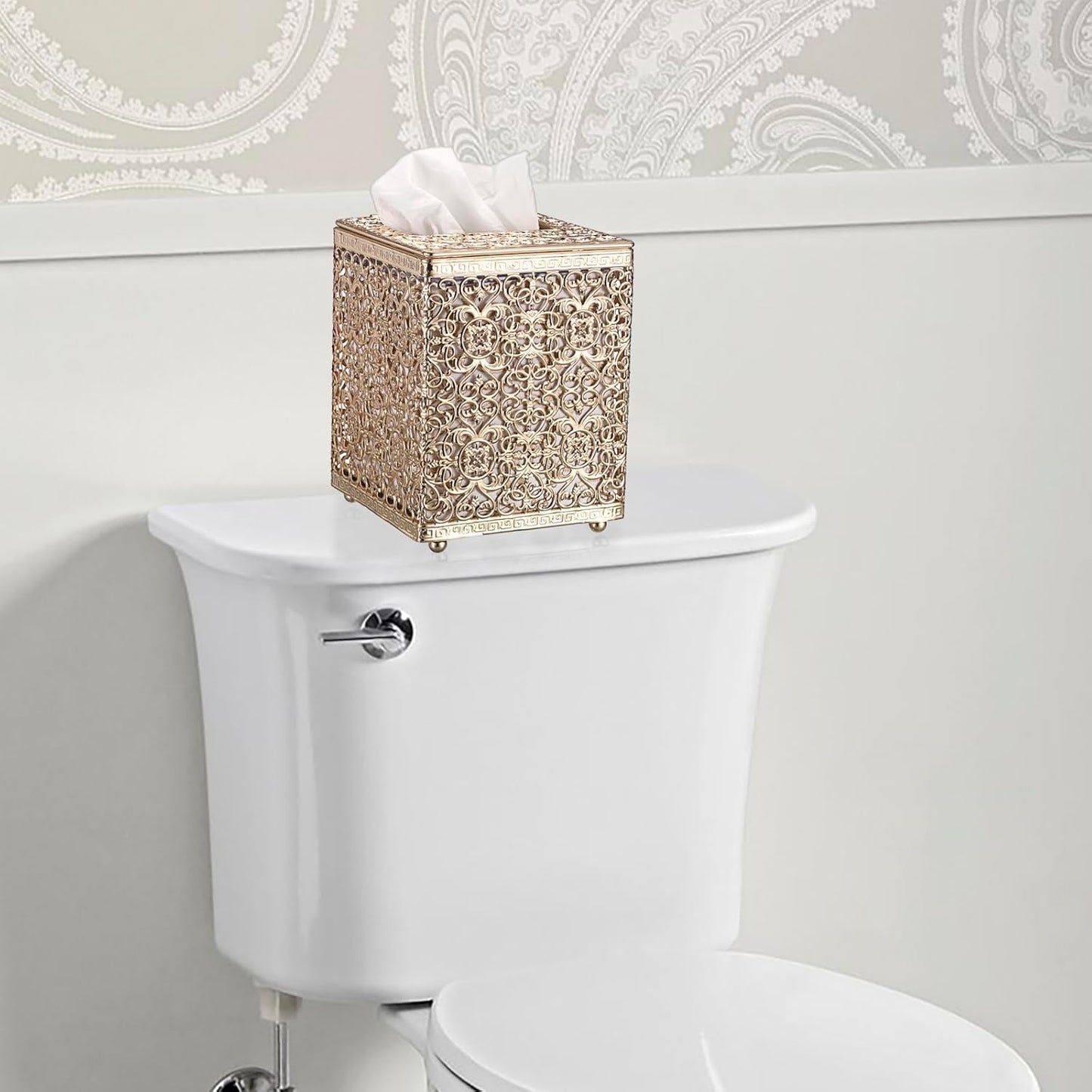 Metal Tissue Box Holder Stylish Tissue Cover Cube Tissue Box / Gold