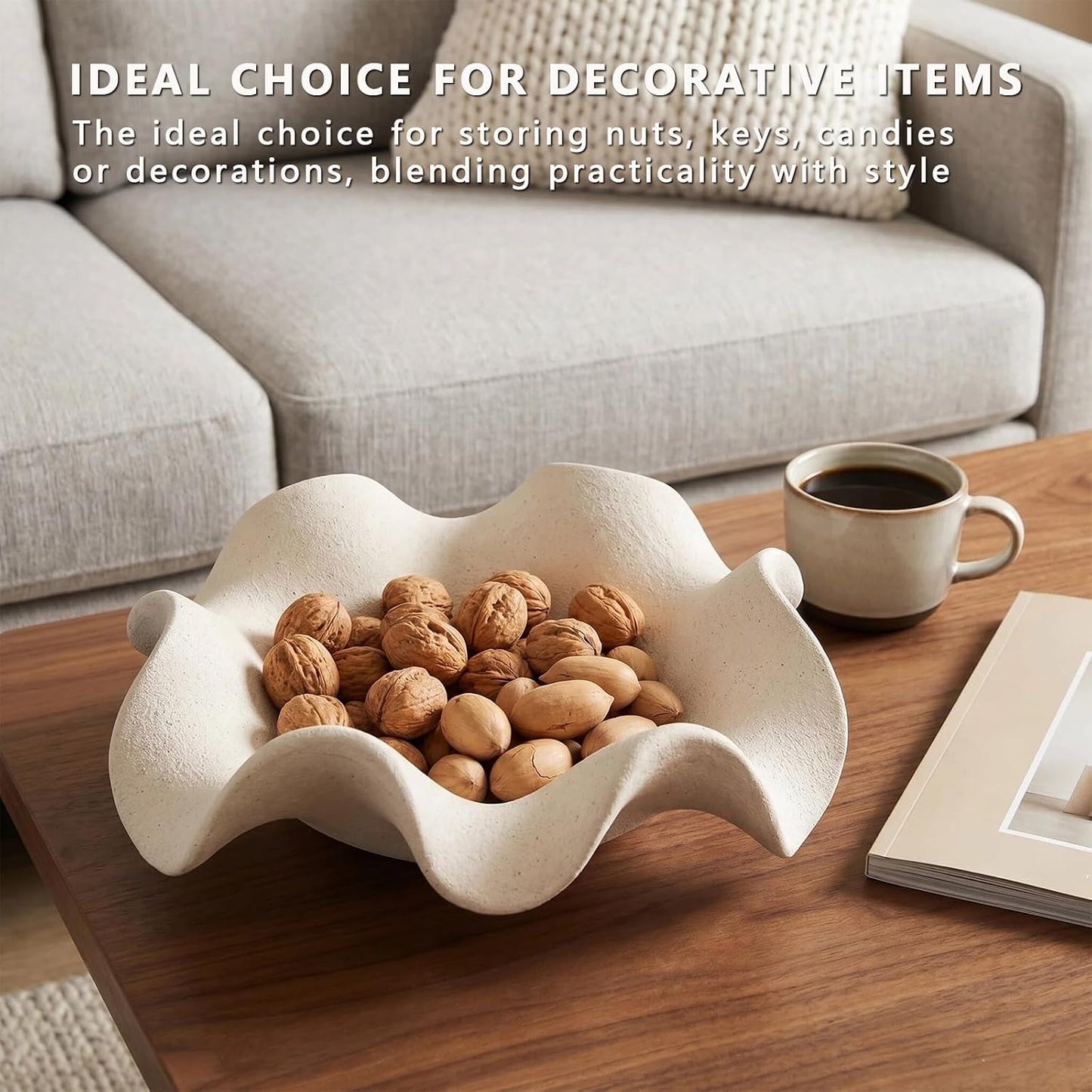 Ceramic Flower Decorative Bowl / White